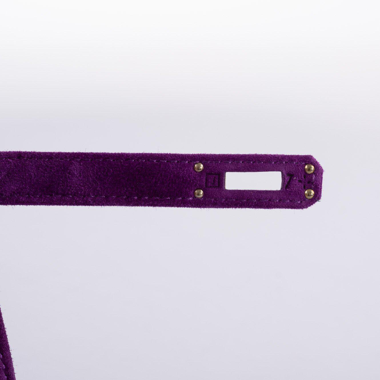 Hermès Kelly Pochette Violet Veau Doblis Suede Palladium Hardware - 2006, J Square