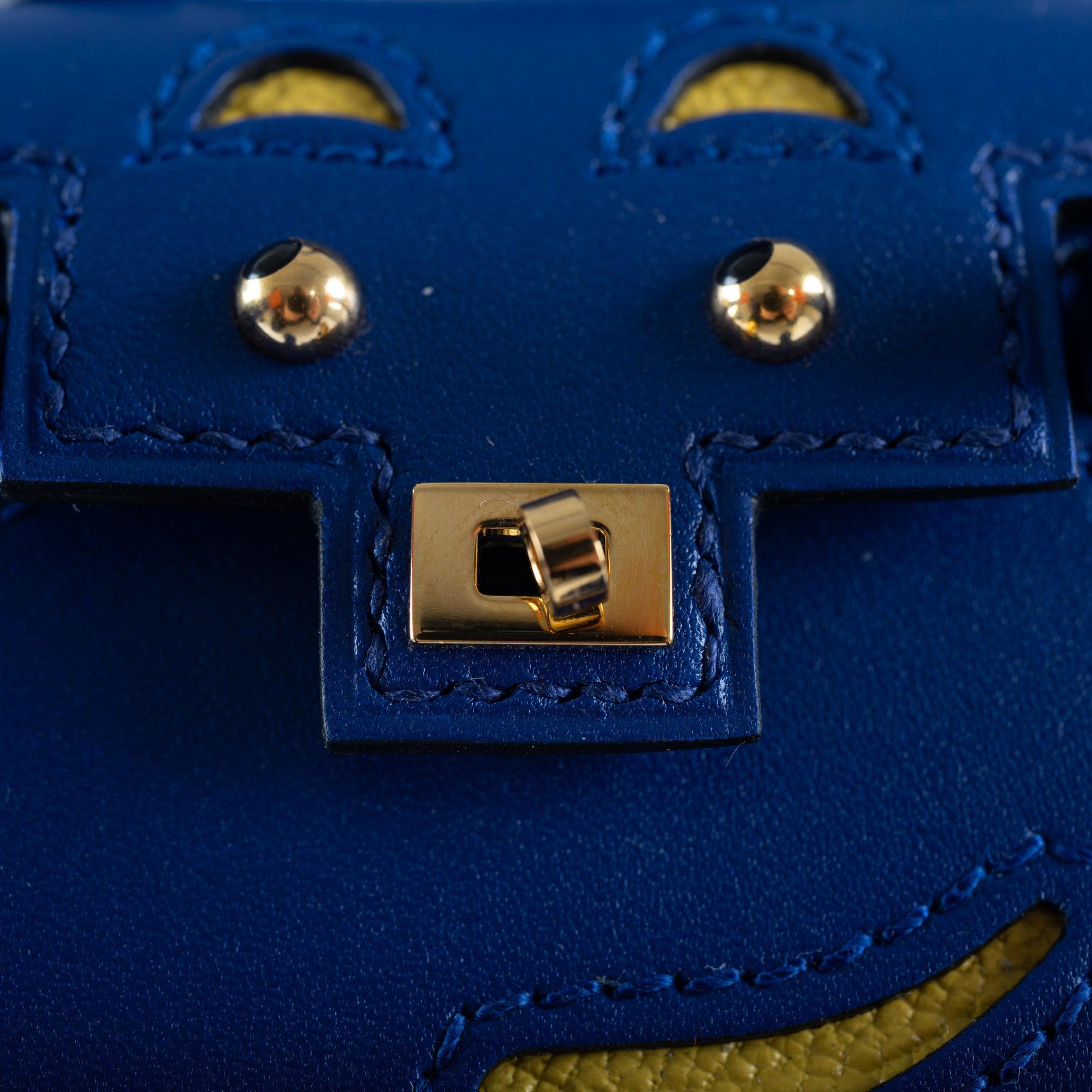 Hermès Kelly Quelle Idole Bag Charm Blue Electric, Feu, Jaune de Naples, Vert Verone Tadelakt Gold Hardware