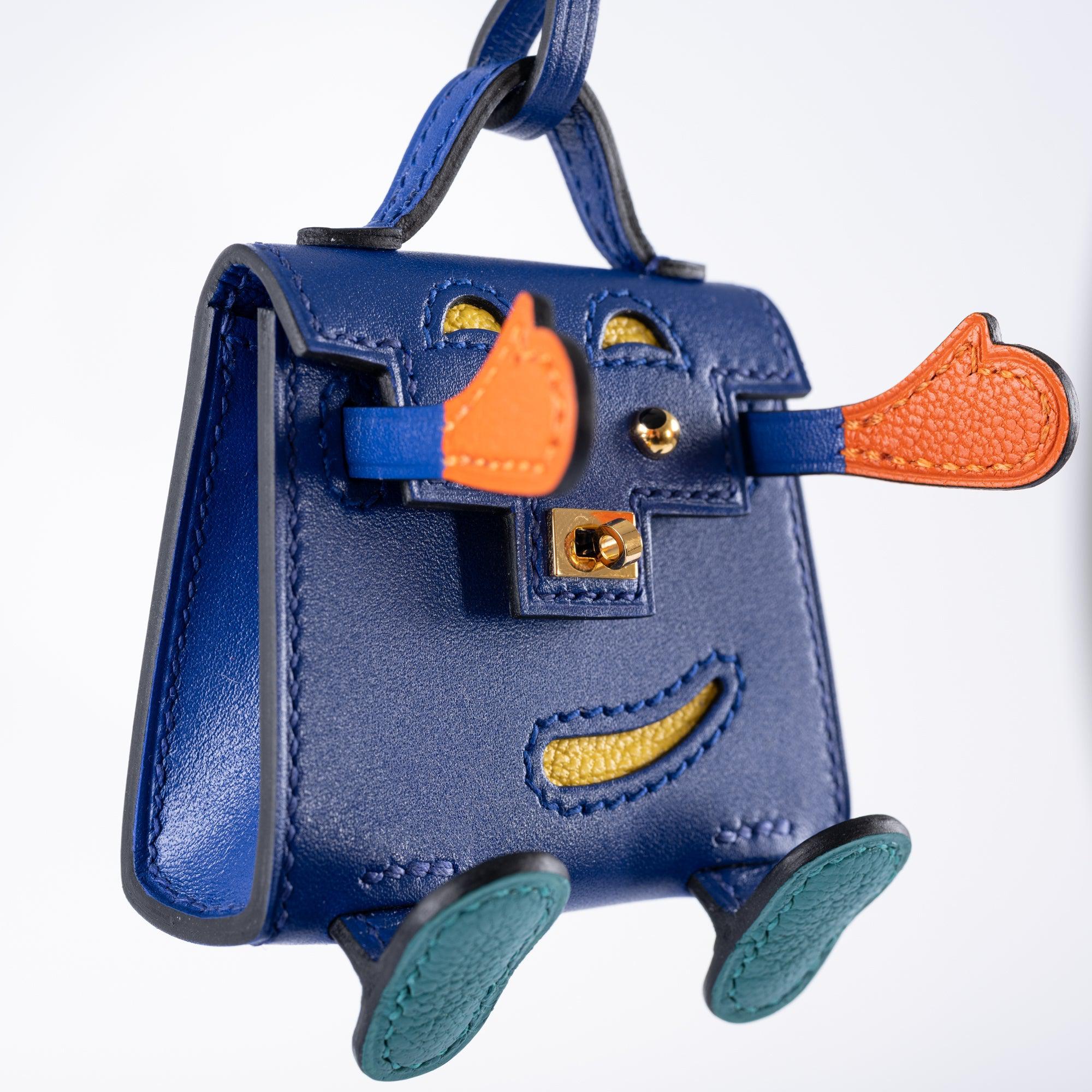 Hermès Kelly Quelle Idole Bag Charm Blue Electric, Feu, Jaune de Naples, Vert Verone Tadelakt Gold Hardware