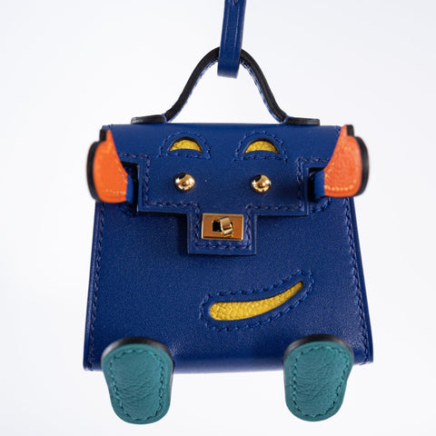 Hermès Kelly Quelle Idole Bag Charm Blue Electric, Feu, Jaune de Naples, Vert Verone Tadelakt Gold Hardware