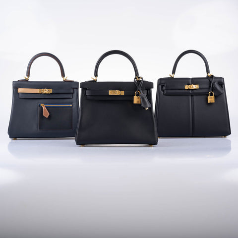 Hermès Kelly Retourne 25 Black Noir Swift with Gold Hardware