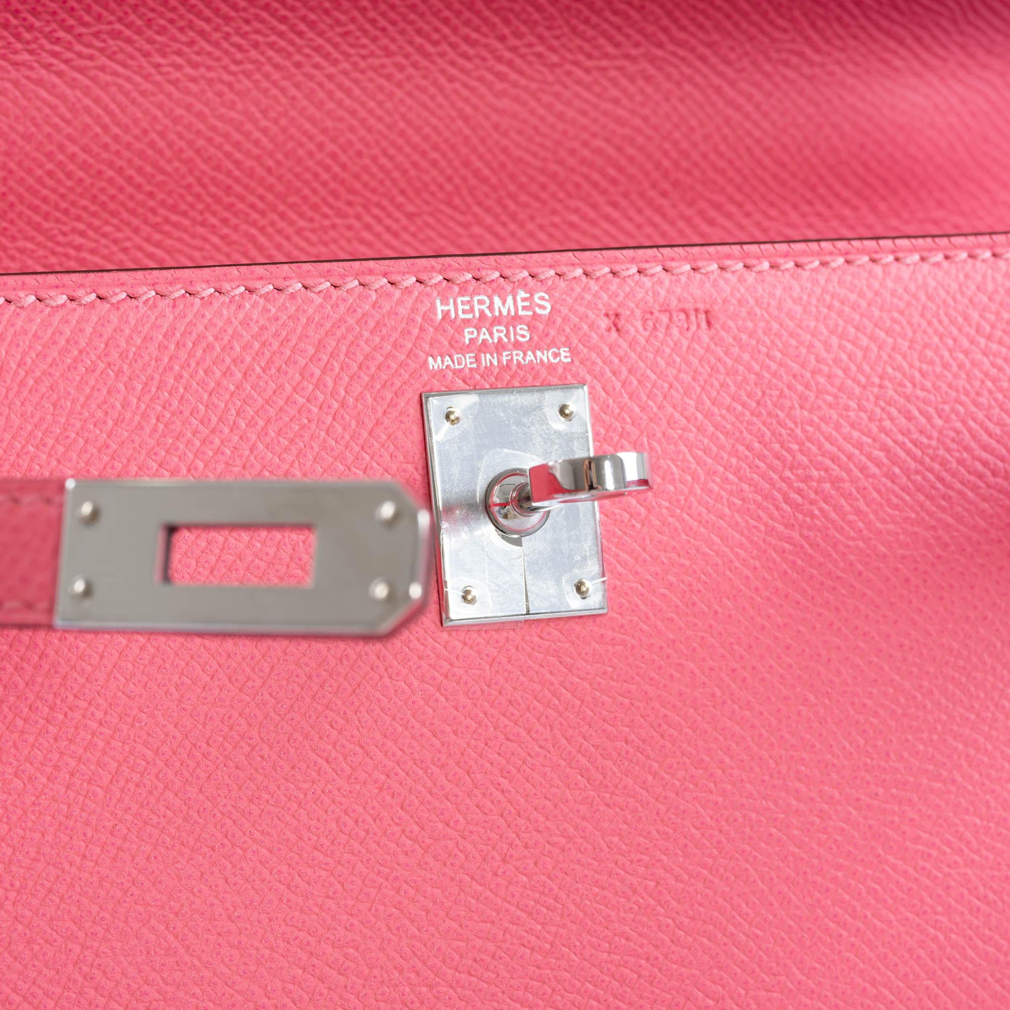 Hermès Kelly Sellier 25 Rose Azalee Epsom with Palladium Hardware - 2018, C