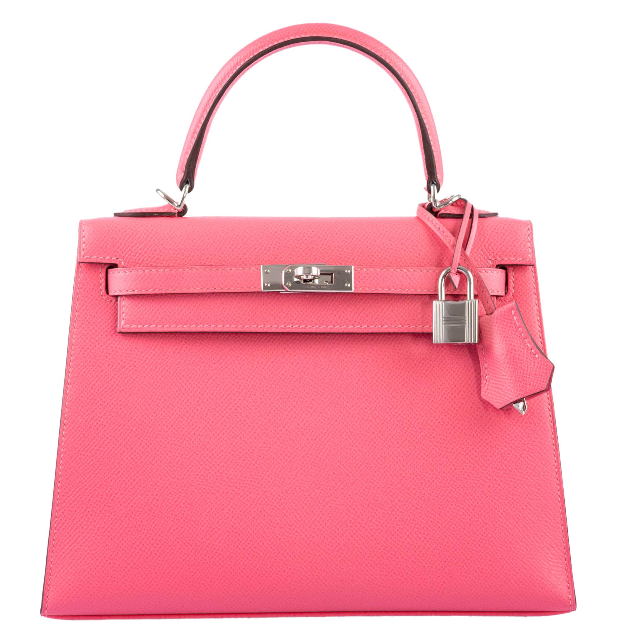 Hermes Kelly Handbag Rose Pourpre Epsom With Palladium Hardware 25