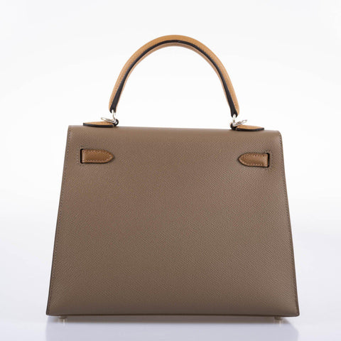 Hermès Limited Edition Sellier Kelly 25 Etoupe, Alezan & Biscuit Epsom with Palladium Hardware - Z, 2021