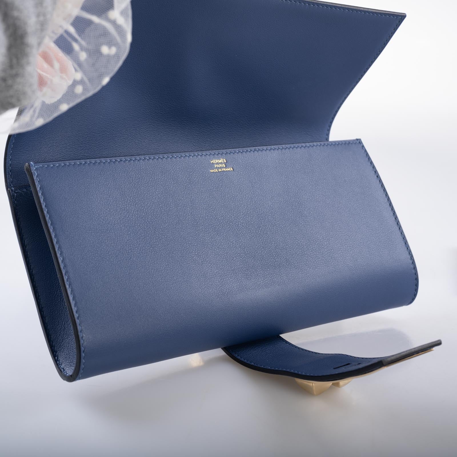 Hermès Medor 23 Clutch Blue Brighton Swift Permabrass Hardware