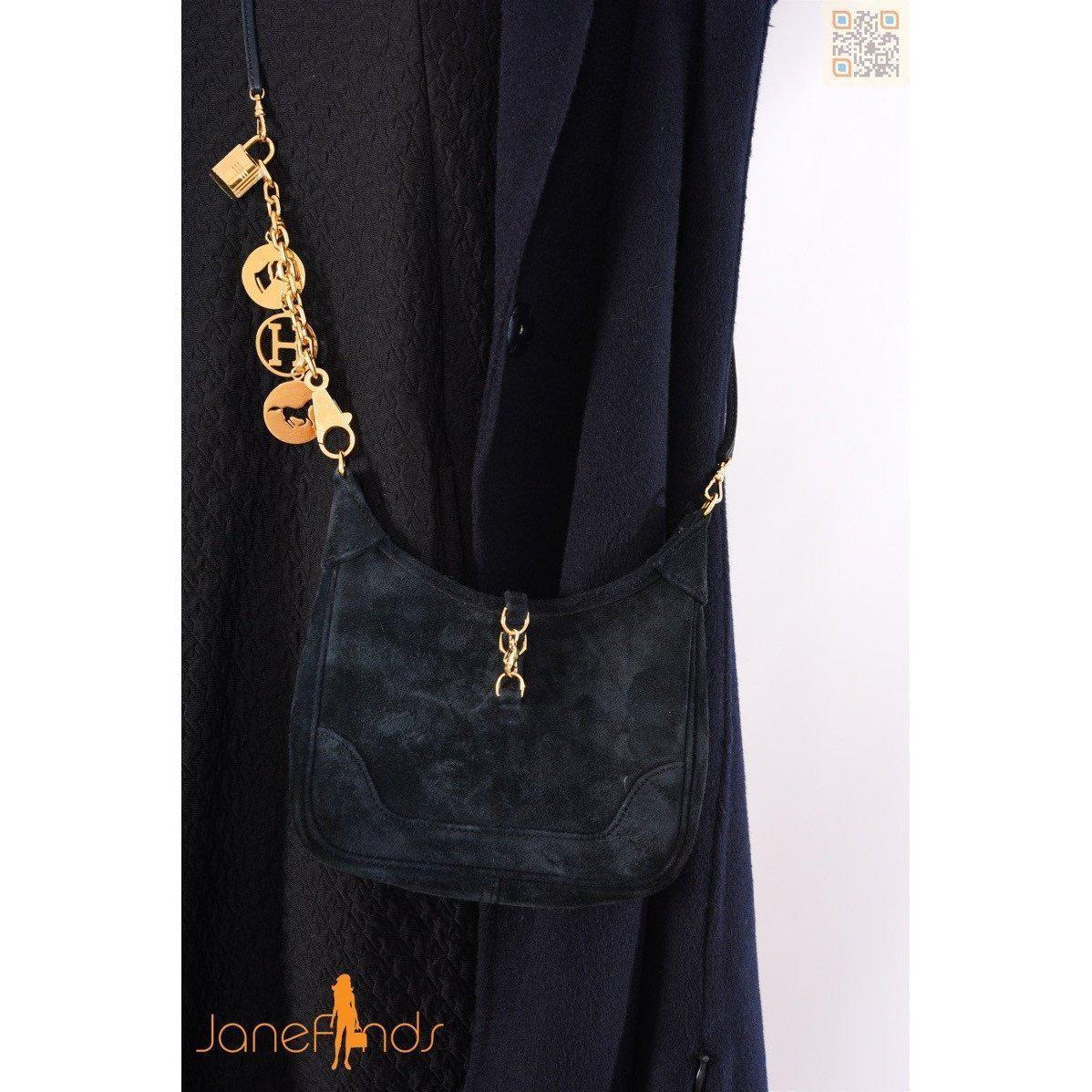 Hermès Micro 15 Suede Black Trim Bag With Gold Hardware