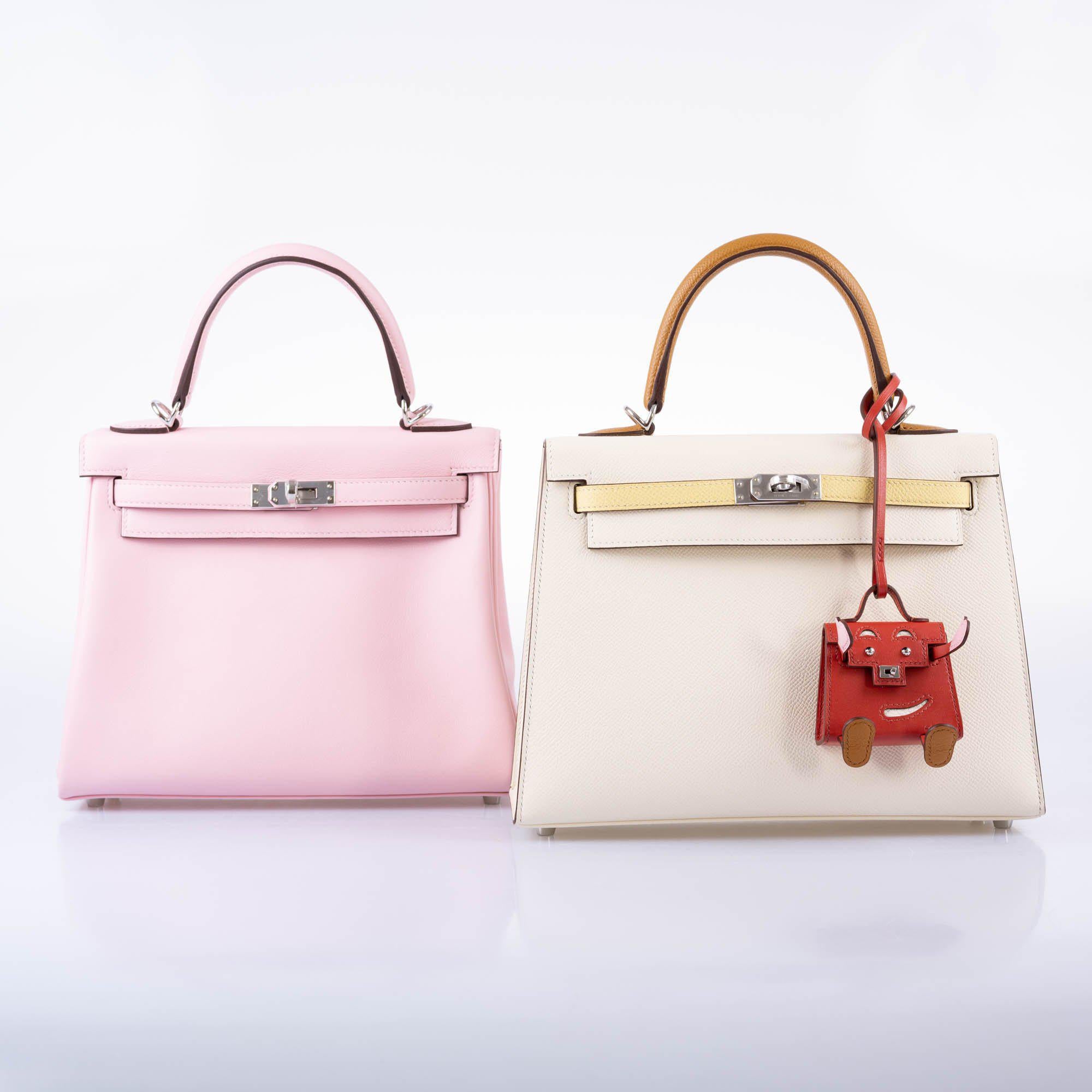 Hermès Micro Kelly Quelle Idole Bag Charm Rose Sakura, Sanguine, Nata, Sesame, Tadelakt Leather