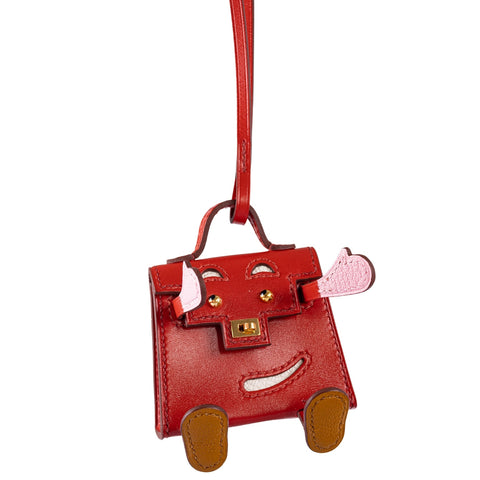 Hermès Micro Kelly Quelle Idole Bag Charm Rose Sakura, Sanguine, Nata, Sesame, Tadelakt and Chevre Mysore Gold Hardware