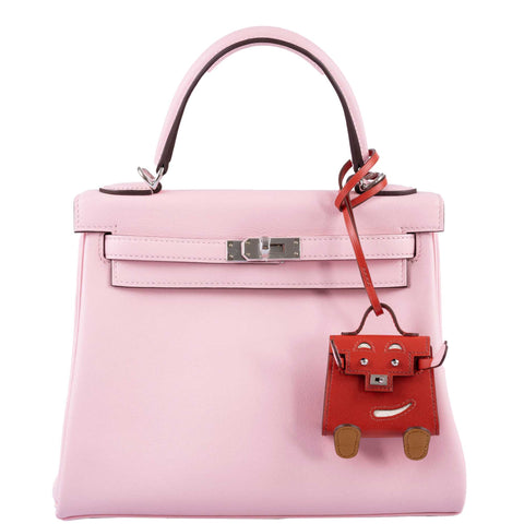 Hermès Micro Kelly Quelle Idole Bag Charm Rose Sakura, Sanguine, Nata, Sesame, Tadelakt and Chevre Mysore Palladium Hardware