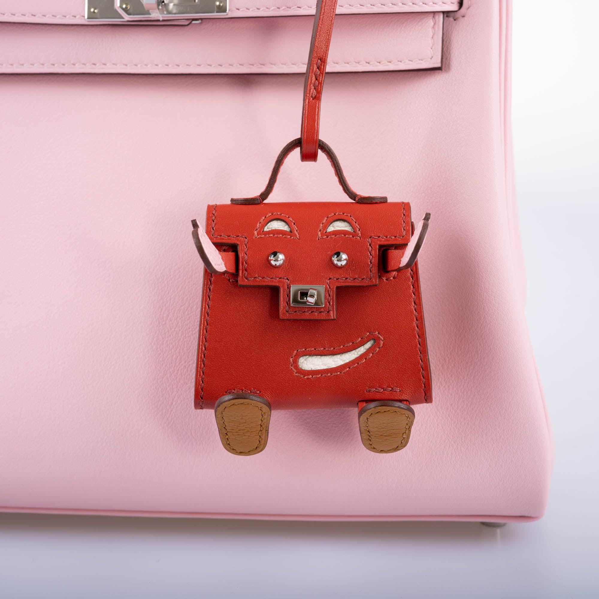 Hermès Micro Kelly Quelle Idole Bag Charm Sanguine / Rose Sakura / Nata / Sesame Tadelakt Palladium Hardware