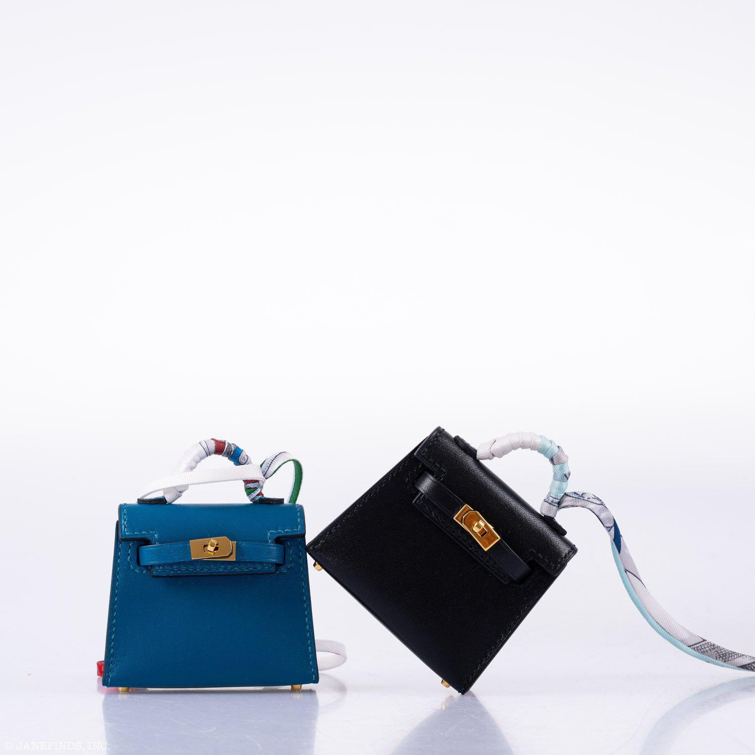 Hermès Micro Kelly Twilly Charm Blue Izmir Tadelakt Leather Gold Hardware - 2020, Y