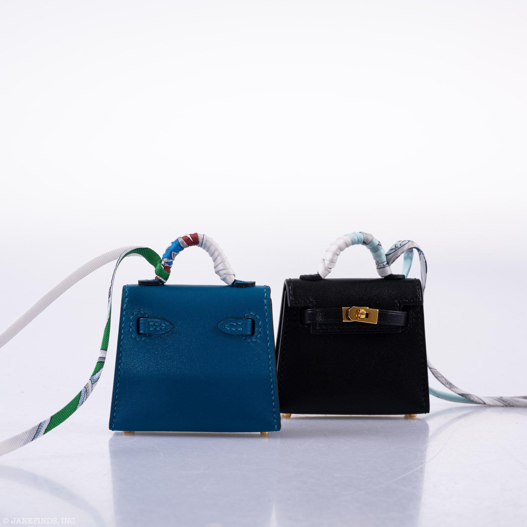 Hermès Micro Kelly Twilly Charm Blue Izmir Tadelakt Leather Gold Hardware - 2020, Y