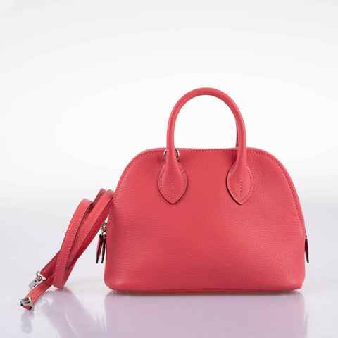 Hermès Mini Bolide 1923 Rose Lipstick Mysore Chevre leather Palladium Hardware
