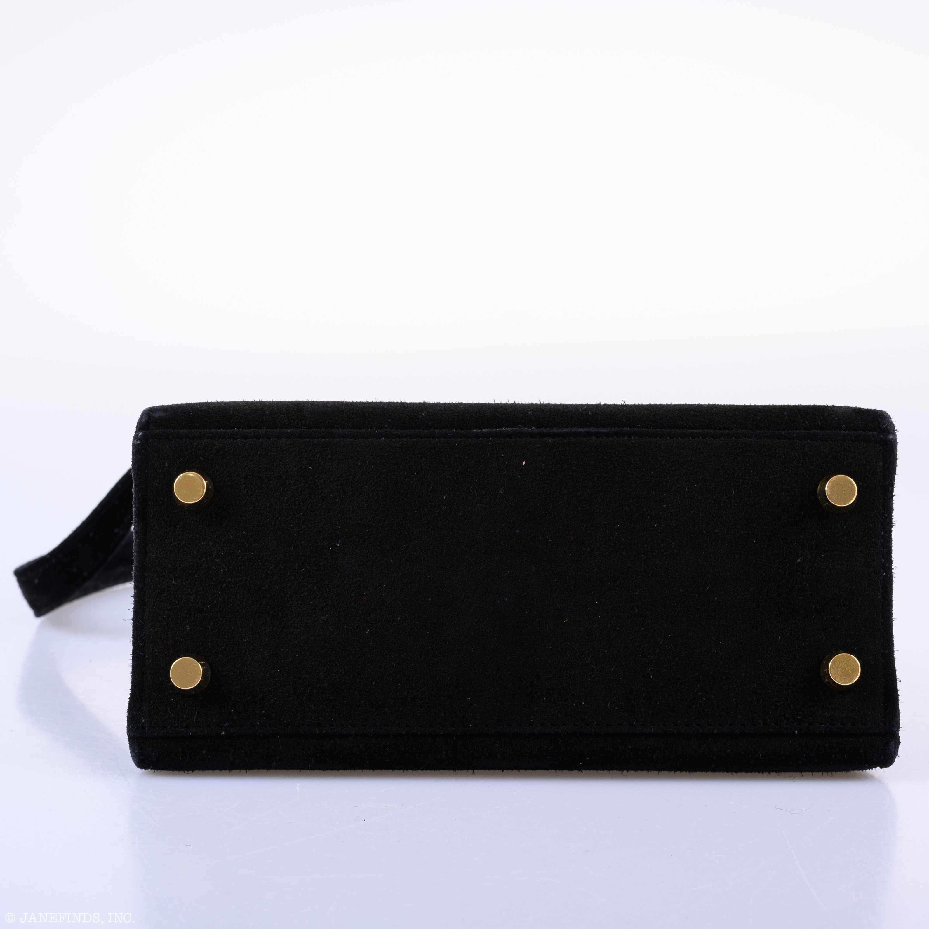 Hermès Mini Kelly 20 Sellier Shoulder Black Veau Doblis Suede Gold Hardware - 1999