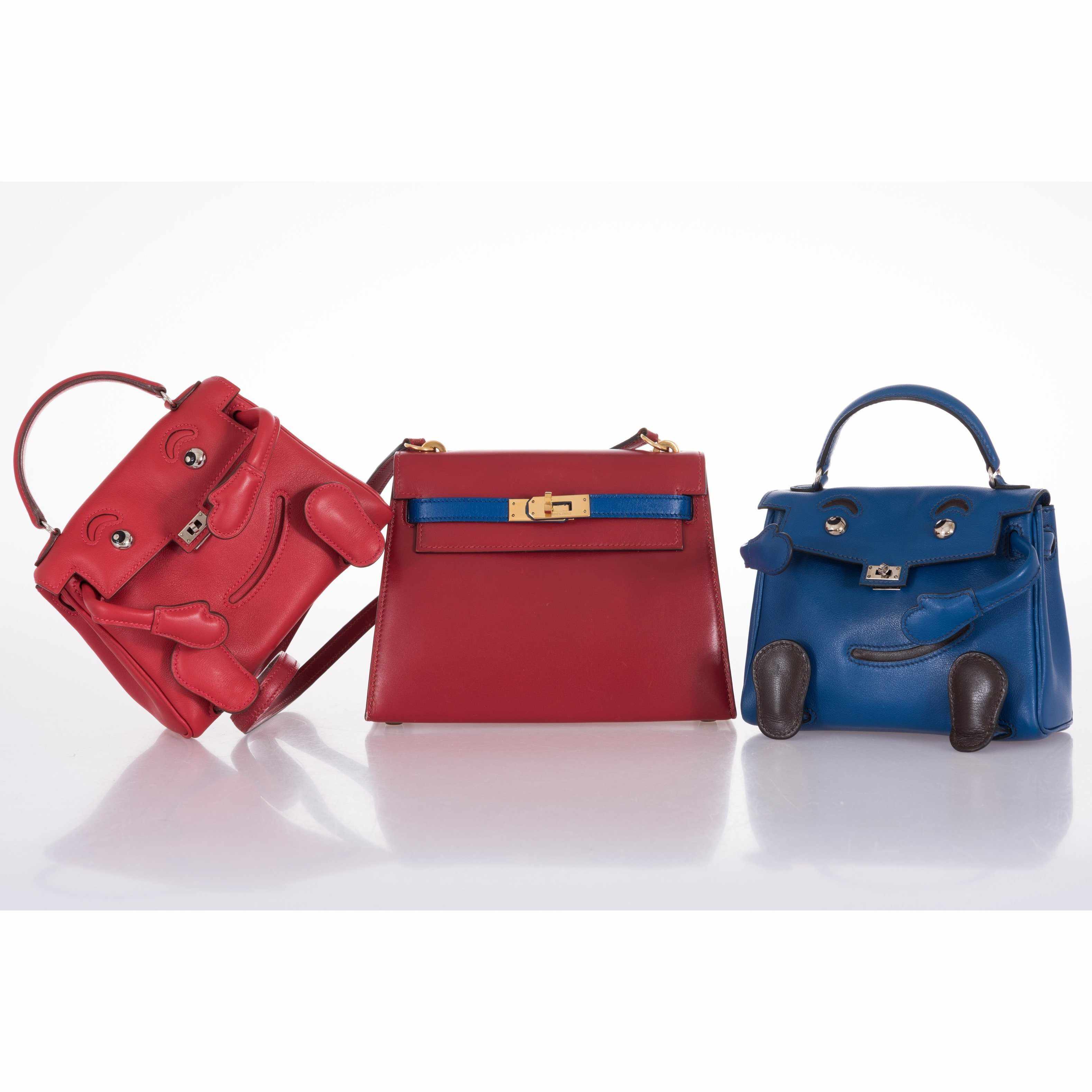 Hermès Mini Kelly 20 Sellier Vintage Rouge Vif And Blue Sapphire Shoulder Bag Rare Two Tone