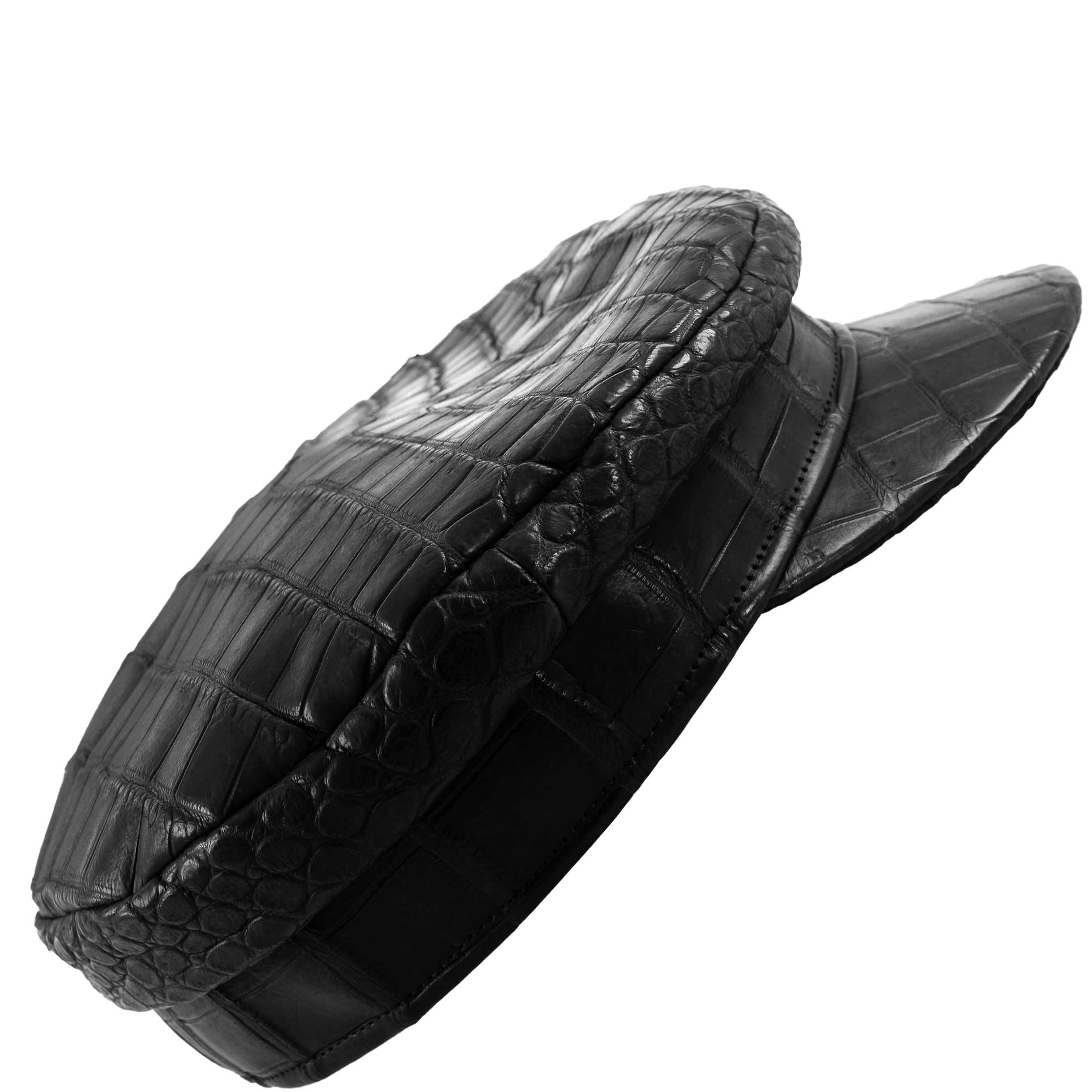 Hermès Newsboy Cap Matte Black Porosus Crocodile 57