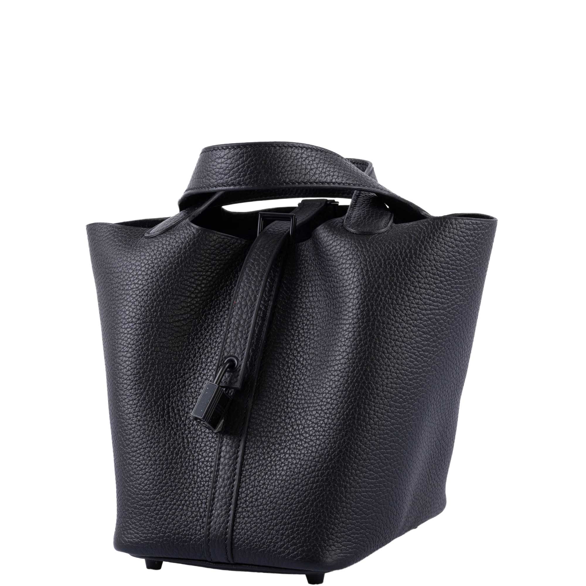 Hermes 28cm Black Togo Leather Picotin Bag