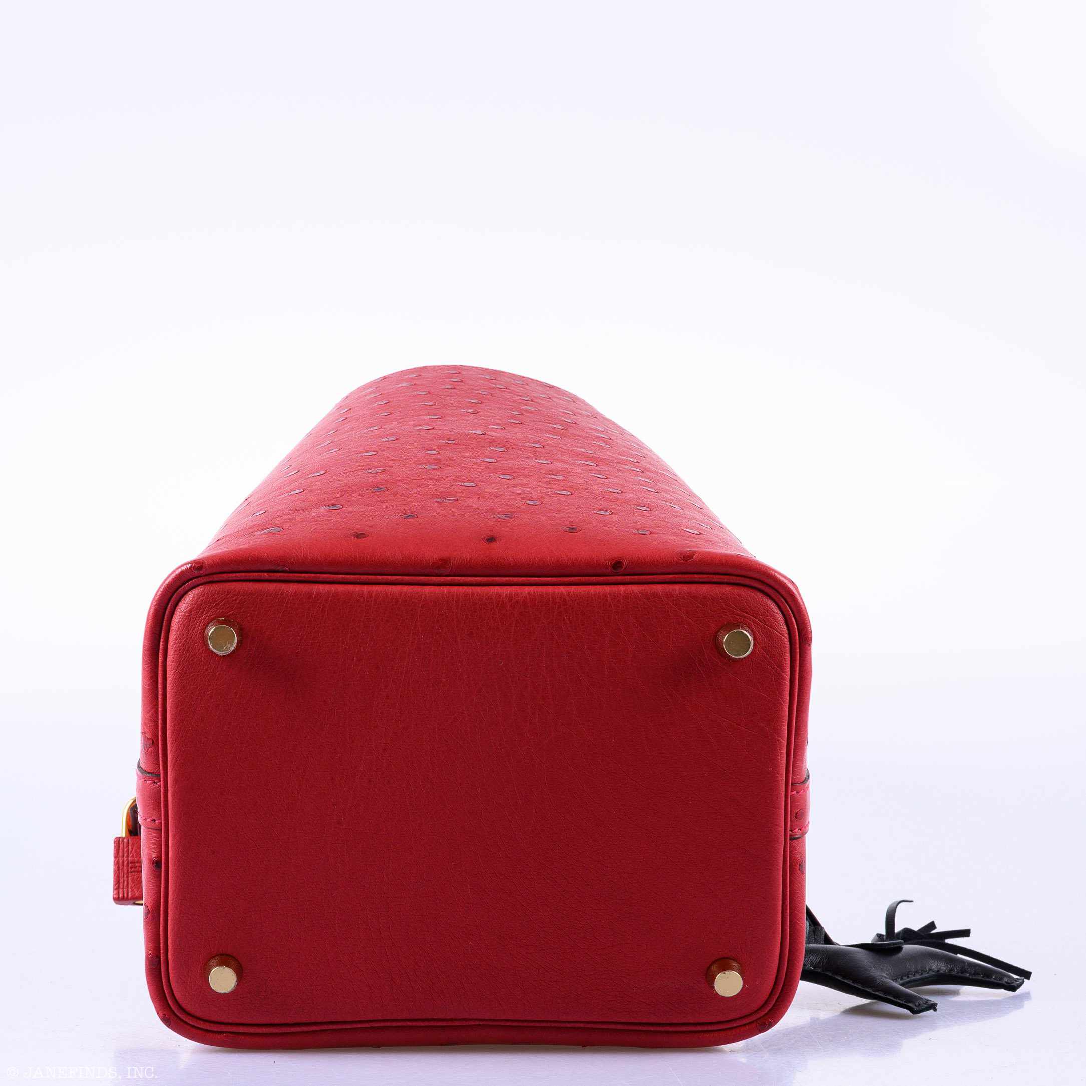 Hermès Picotin Lock 18 Rouge Vif Ostrich Tote Gold Hardware