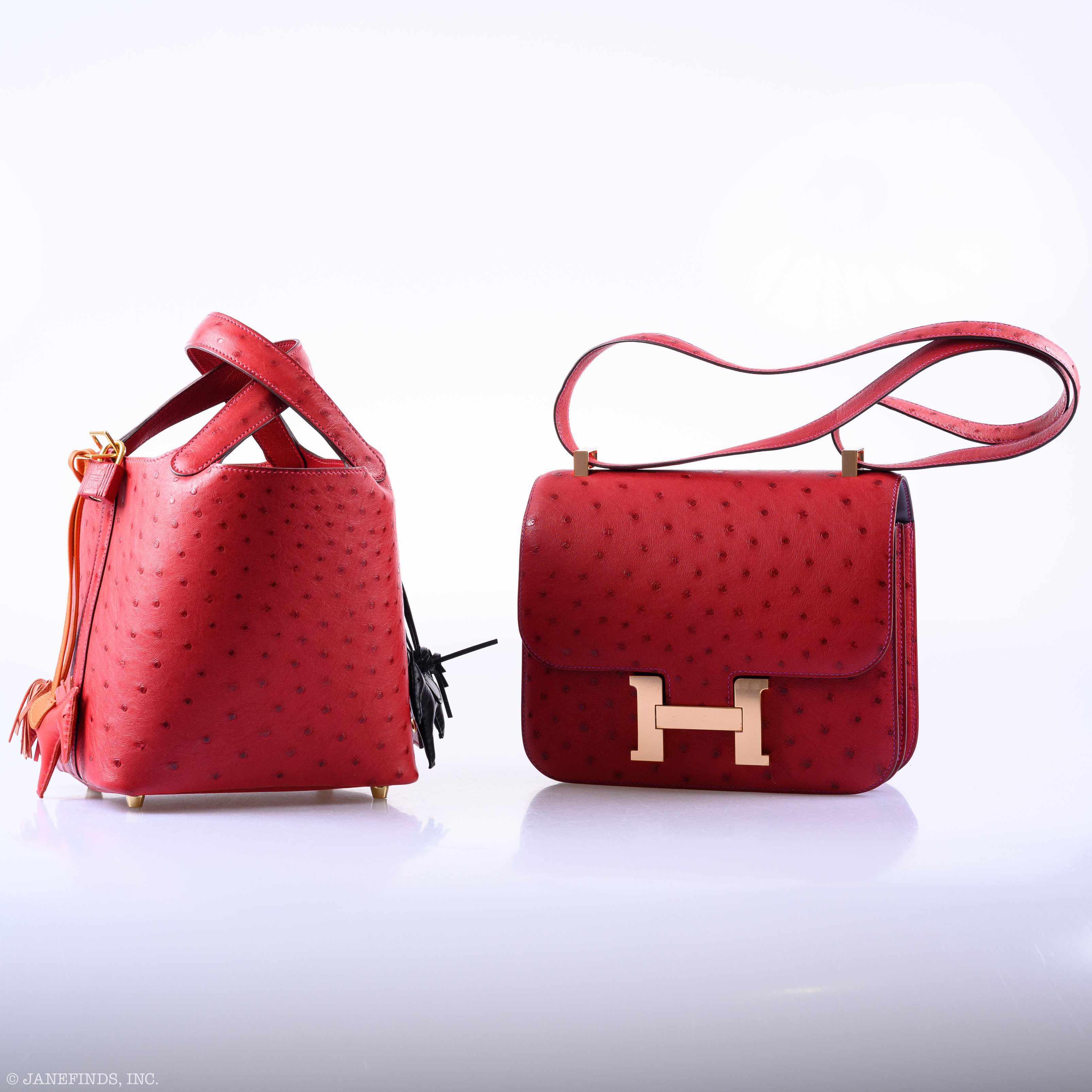 Hermès Picotin Lock 18 Rouge Vif Ostrich Tote Gold Hardware