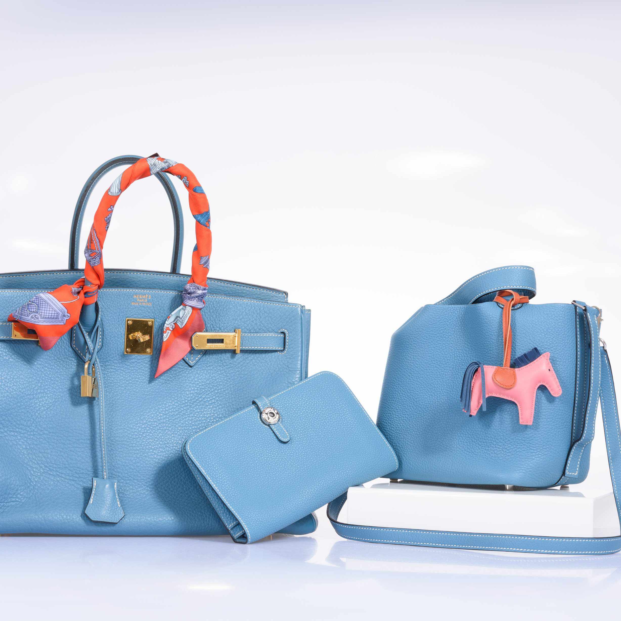 Hermès Picotin Lock PM And Dogon Wallet Blue Jean Combo Togo Palladium Hardware