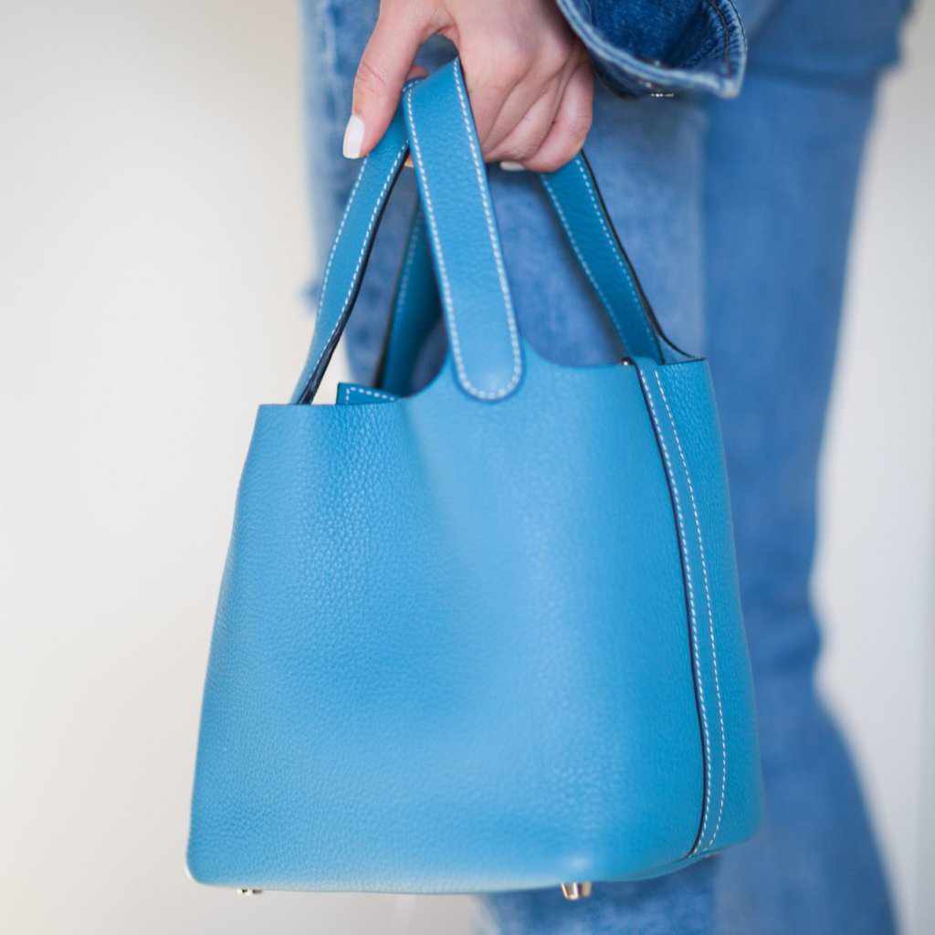 Hermès Picotin Lock PM And Dogon Wallet Blue Jean Combo Togo Palladium Hardware