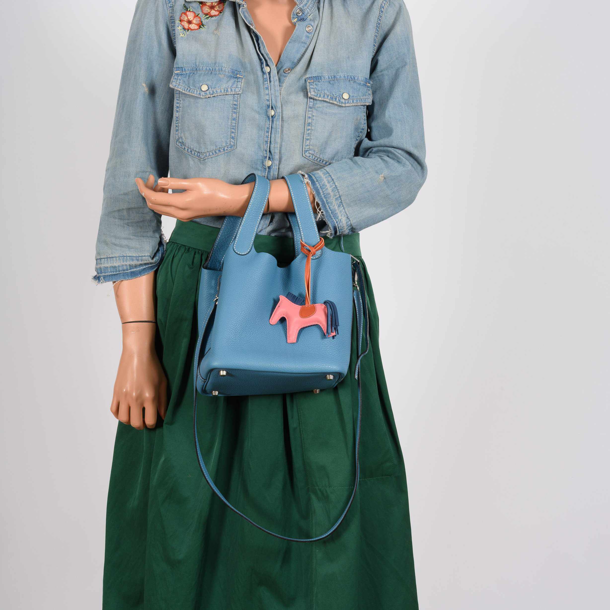 Hermès Picotin Lock PM And Dogon Wallet Blue Jean Combo Togo Palladium Hardware