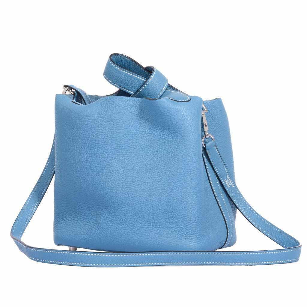 Hermès Blue Jean Bicolor Clemence Picotin Lock 22 Bag