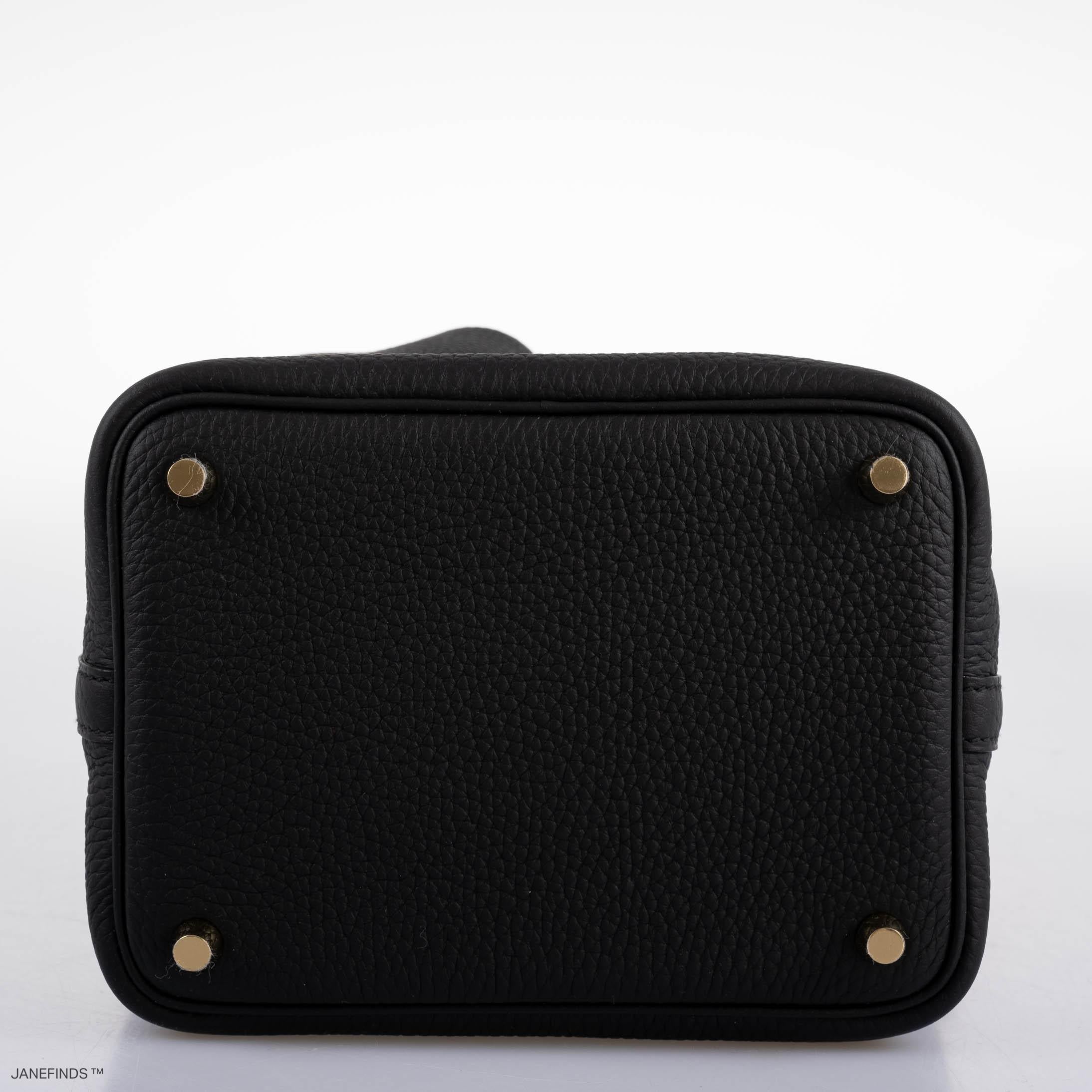 Hermès Picotin Lock Touch 18 PM Black Taurillon Clemence & Matte Alligator Gold Hardware
