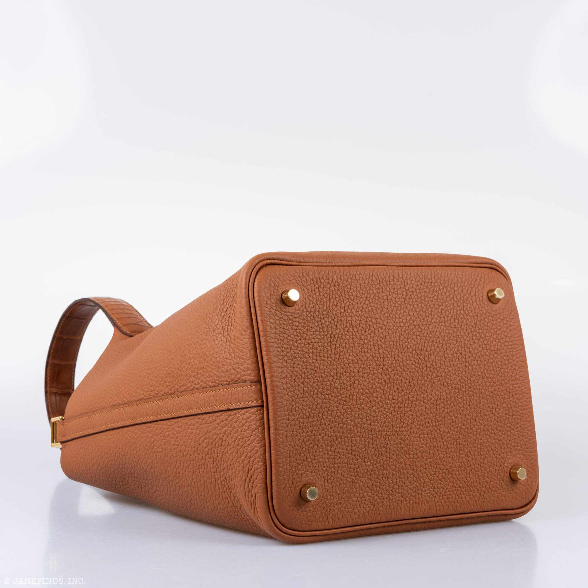 Hermès Picotin Touch 22 Gold Clemence With Croc Handles