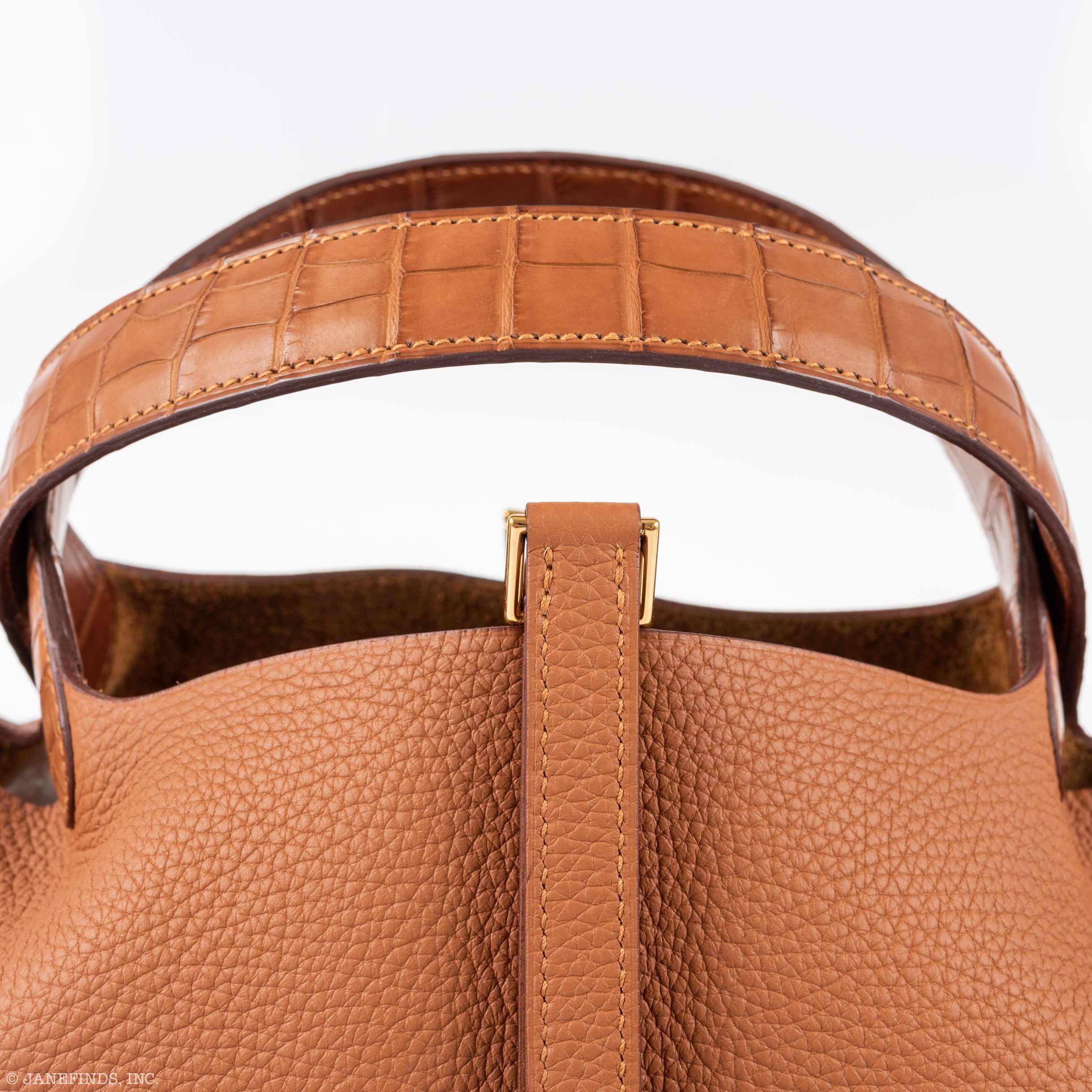 Hermès Picotin Touch 22 Gold Clemence With Croc Handles