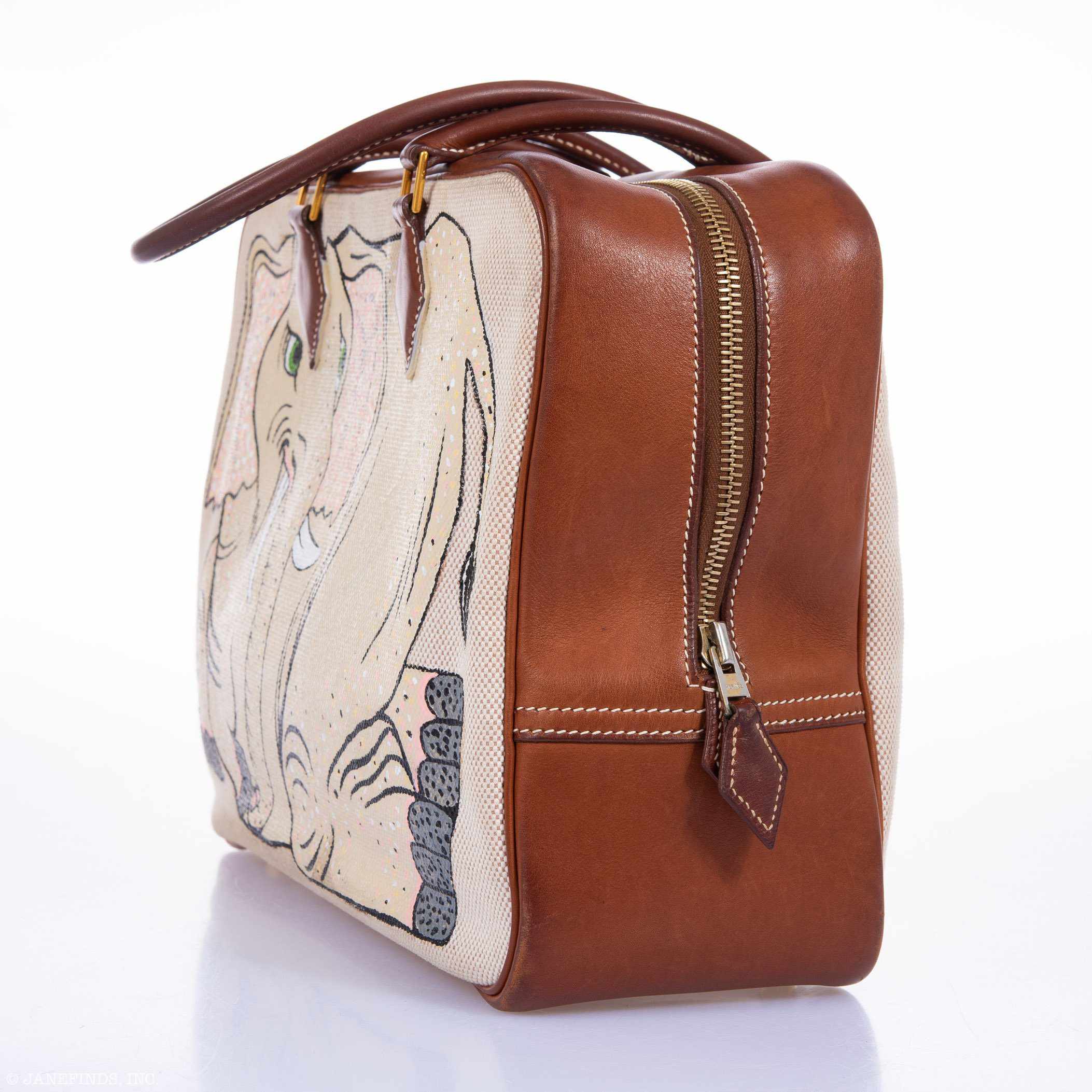 Hermès Plume 32 Canvas Barenia "The Elephant and The Eagle" * JaneFinds Custom Shop