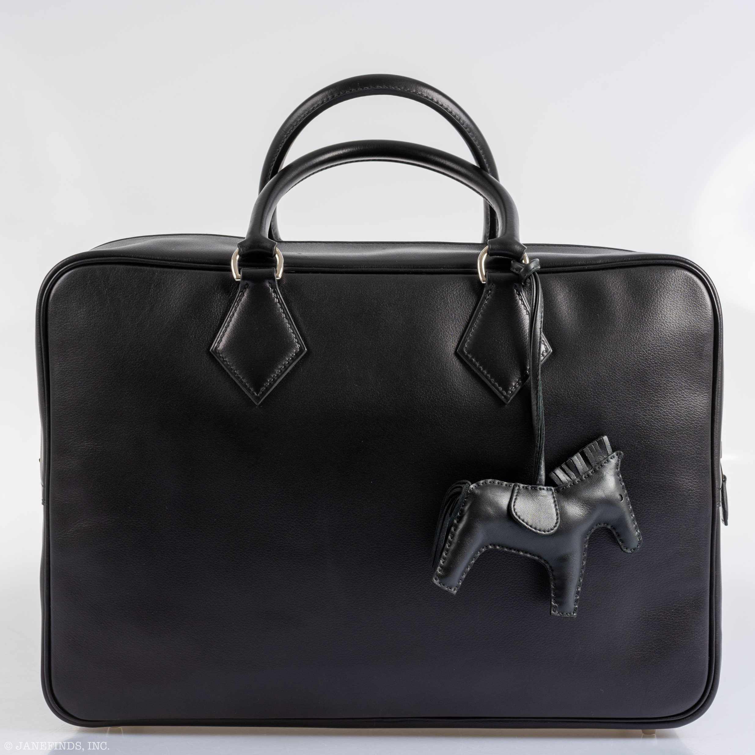 Hermès Plume fourre-tout 40 Dr. No Bag Black Evergrain Palladium Hardware