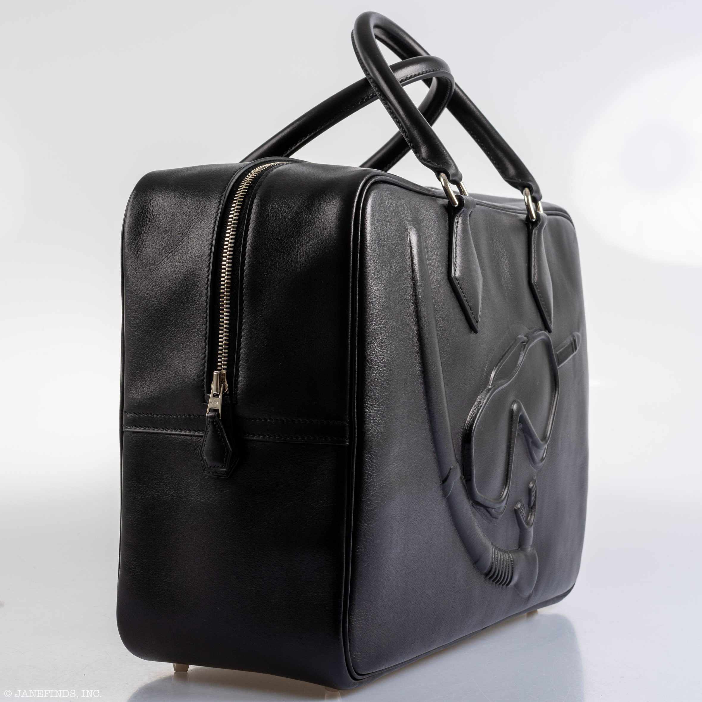 Hermès Plume fourre-tout 40 Dr. No Bag Black Evergrain Palladium Hardware