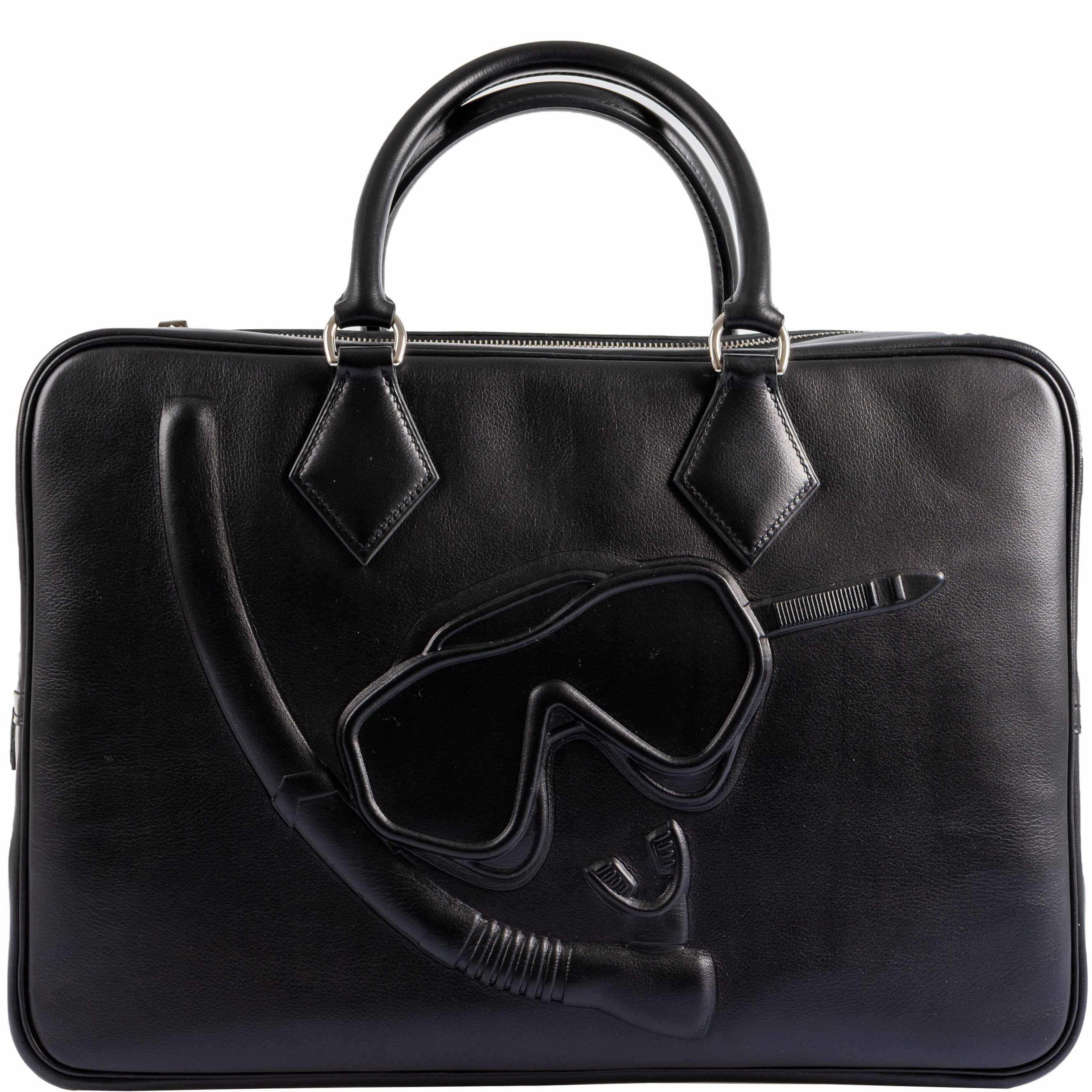 Hermès Plume fourre-tout 40 Dr. No Bag Black Evergrain Palladium Hardware
