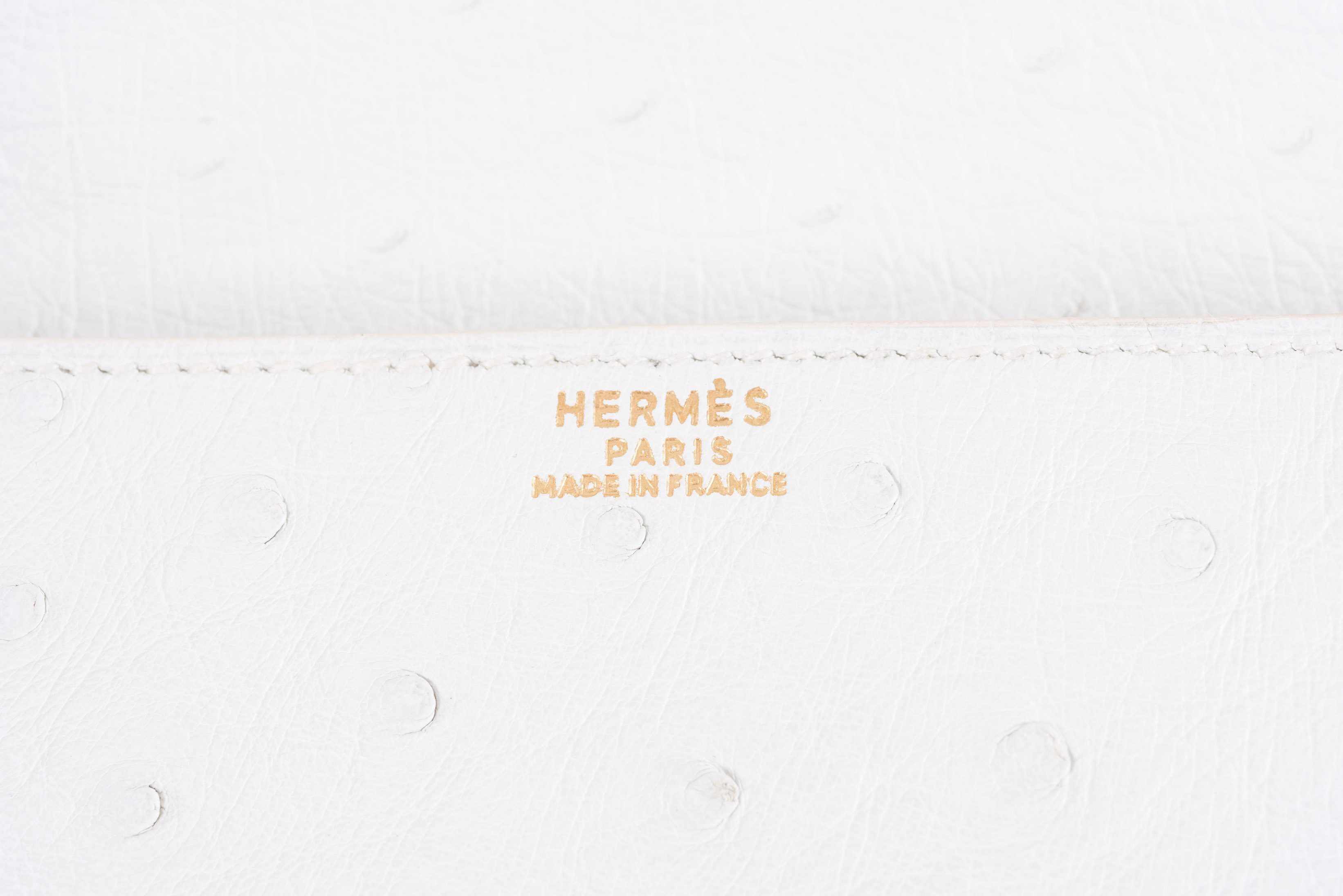 Hermès Pre-Medor Clutch White Ostrich Gold Hardware
