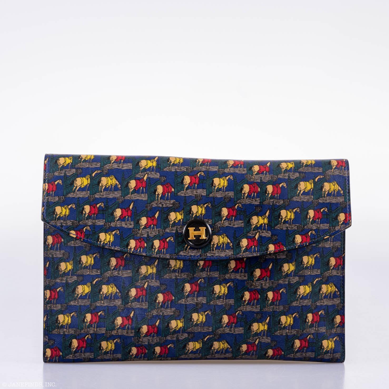Hermès Rio Horse Printed Leather Clutch Bag & Levan Coin Purse - 1993, W Circle