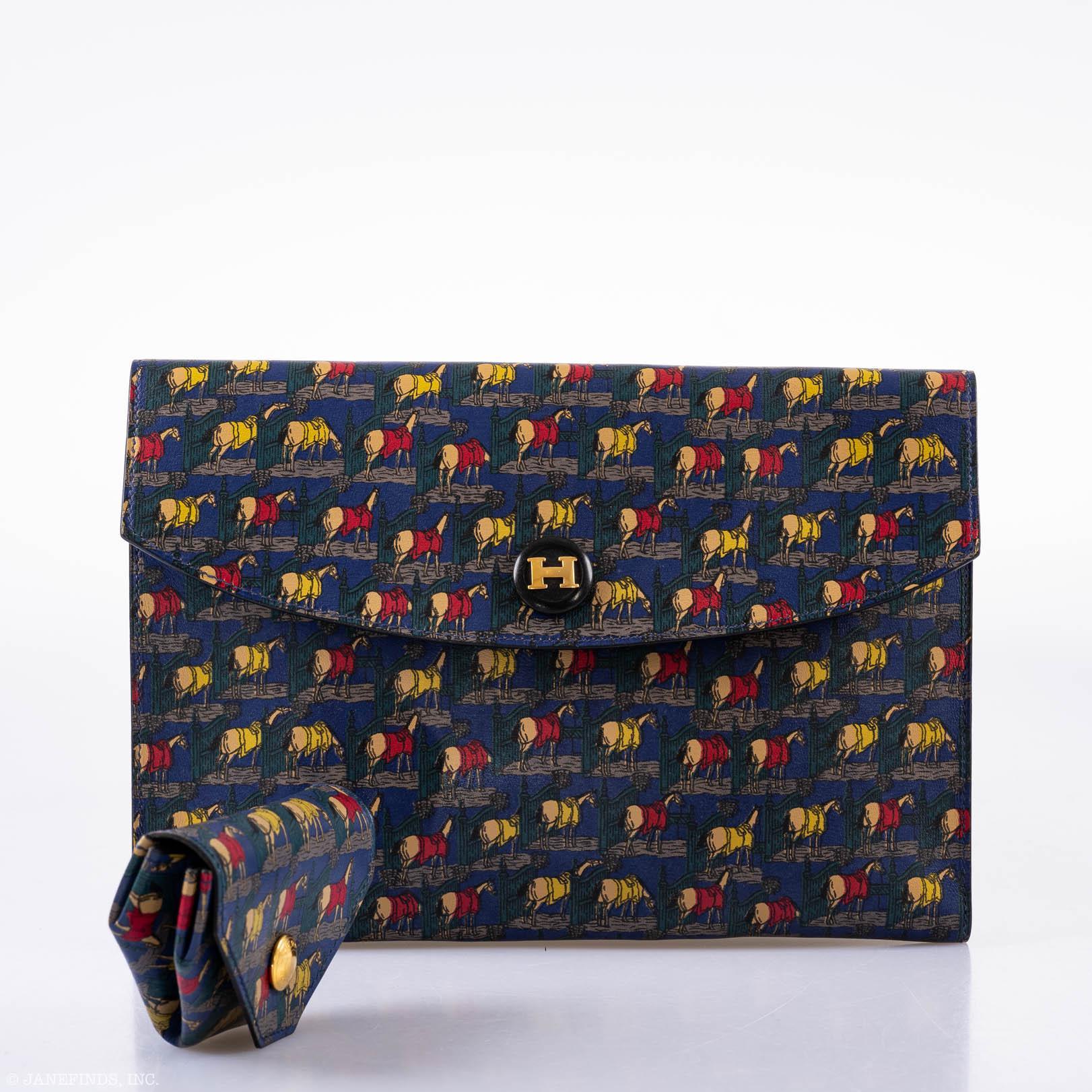 Hermès Rio Horse Printed Leather Clutch Bag & Levan Coin Purse - 1993, W Circle