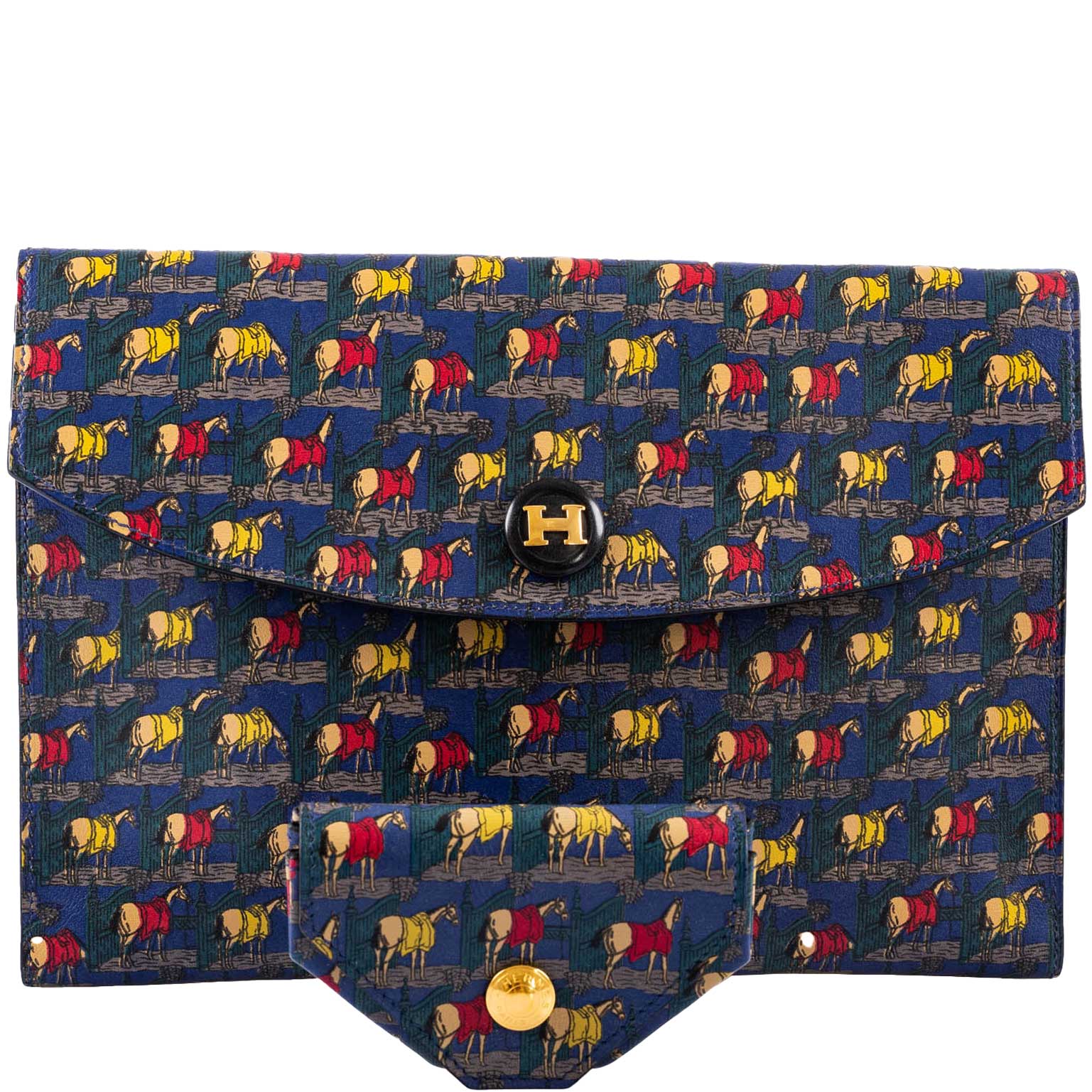 Hermès Rio Horse Printed Leather Clutch Bag & Levan Coin Purse - 1993, W Circle
