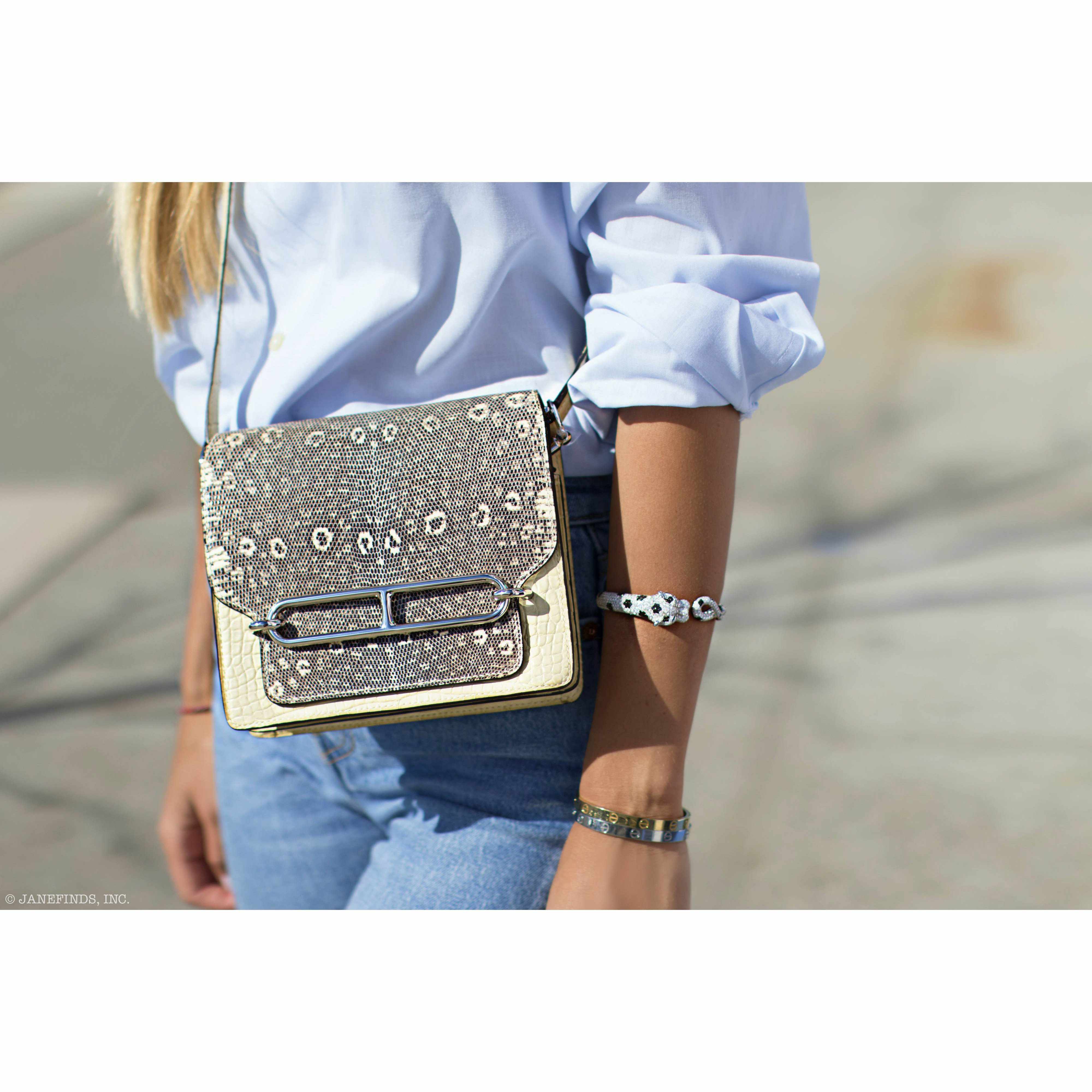 Hermès Roulis Mini Ombré Vanille Matte Alligator Mississippiensis/Natura Lézard Palladium Hardware