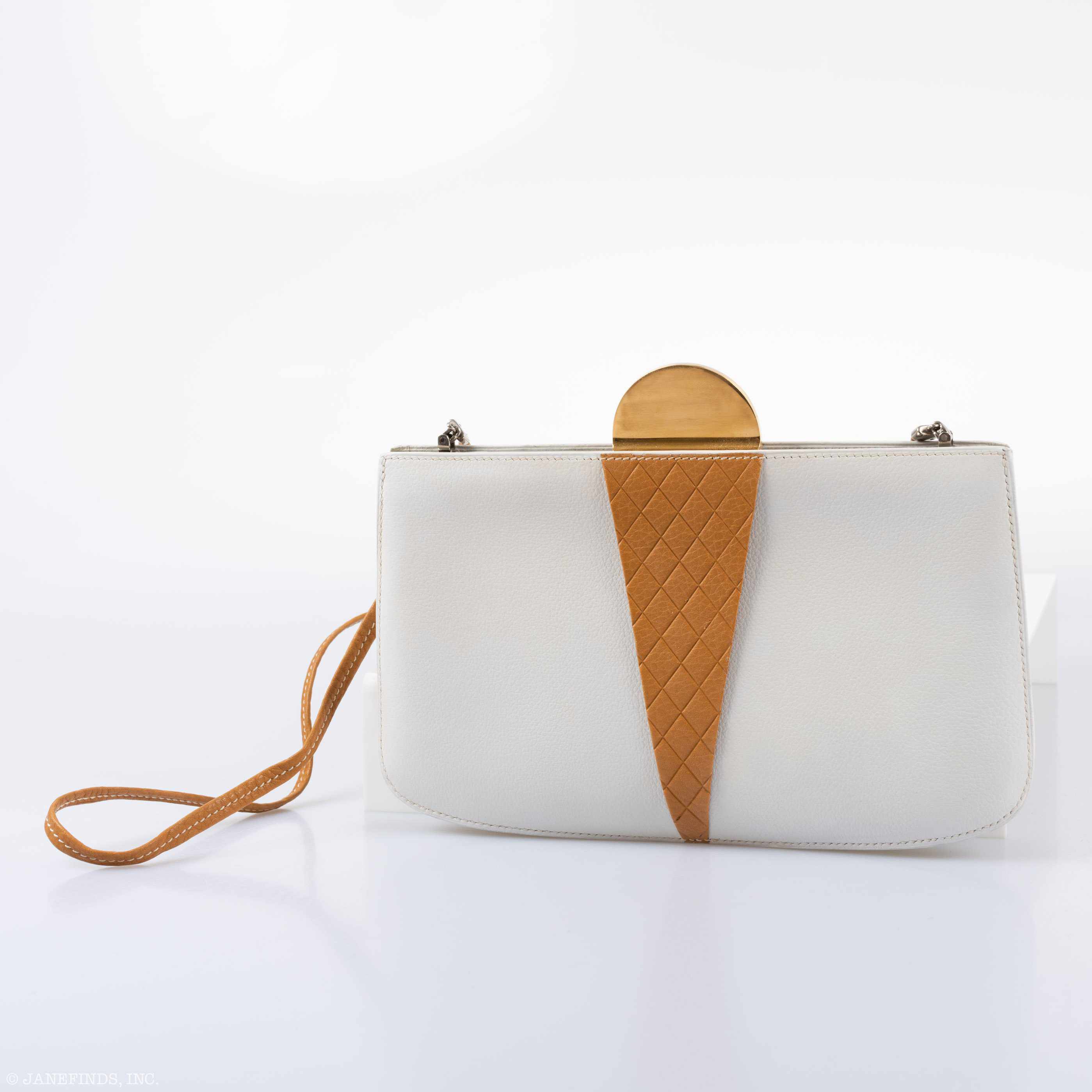 Hermès Sac à Malice Ice Cream Cone White & Gold Evergrain Bag