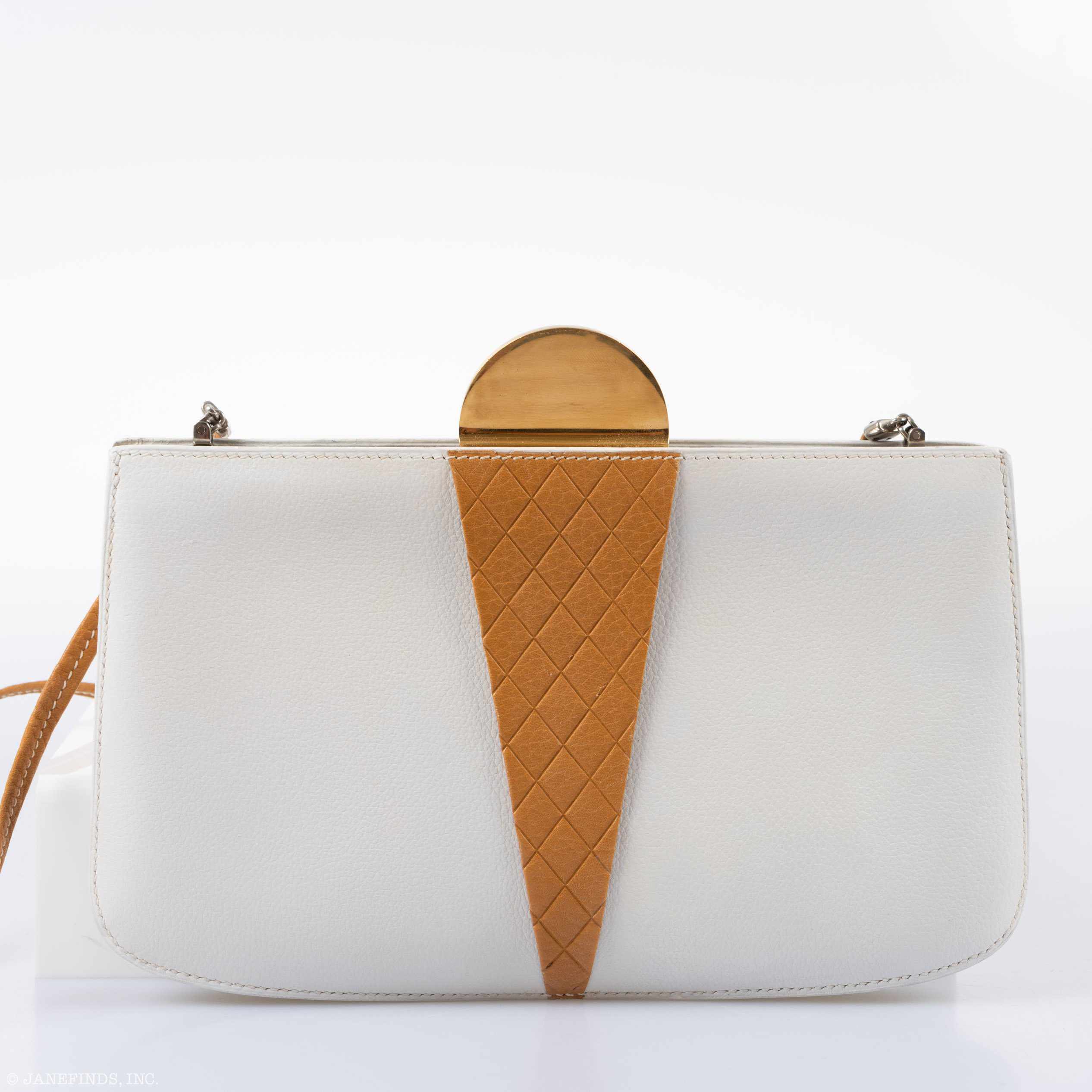 Hermès Sac à Malice Ice Cream Cone White & Gold Evergrain Bag