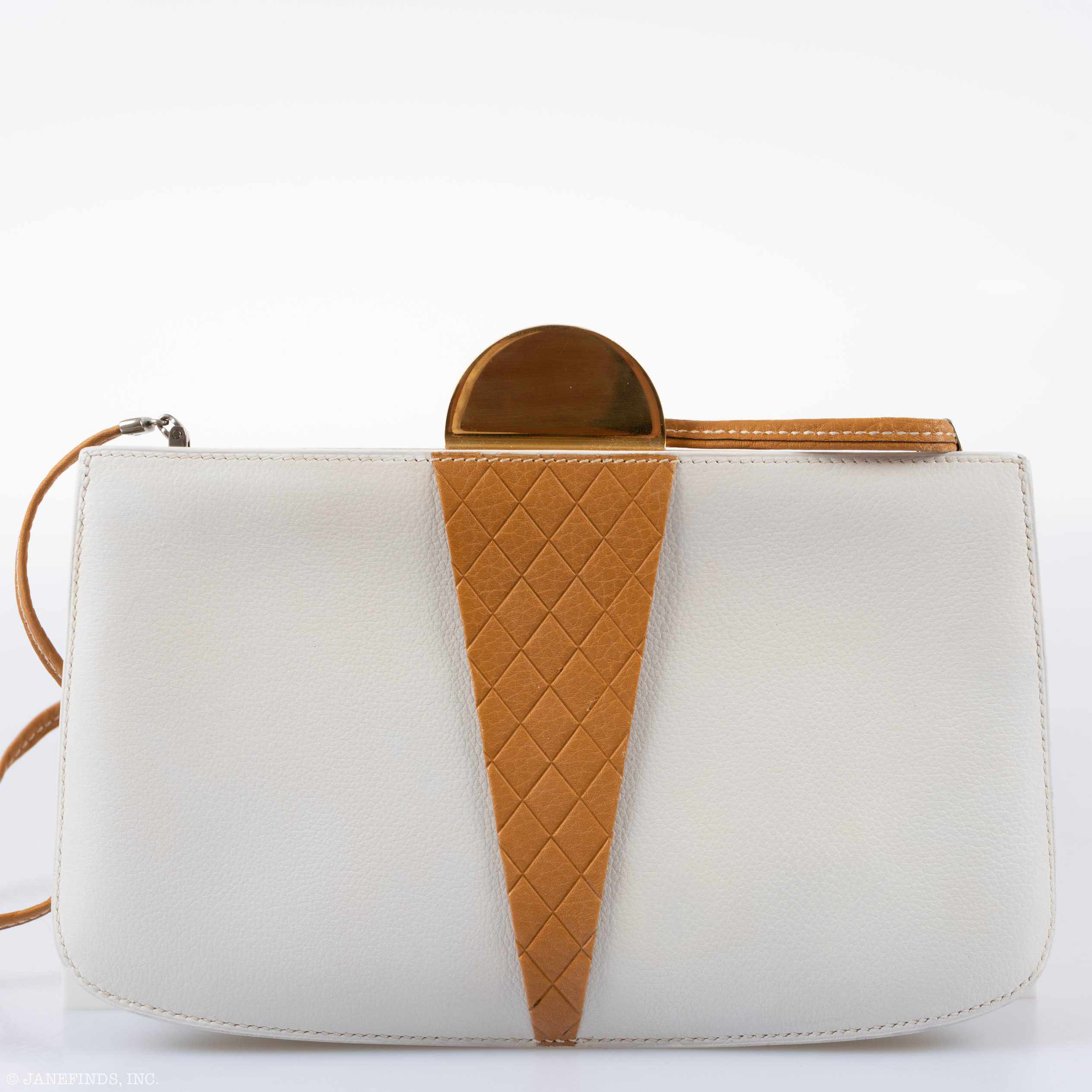 Hermès Sac à Malice Ice Cream Cone White & Gold Evergrain Bag