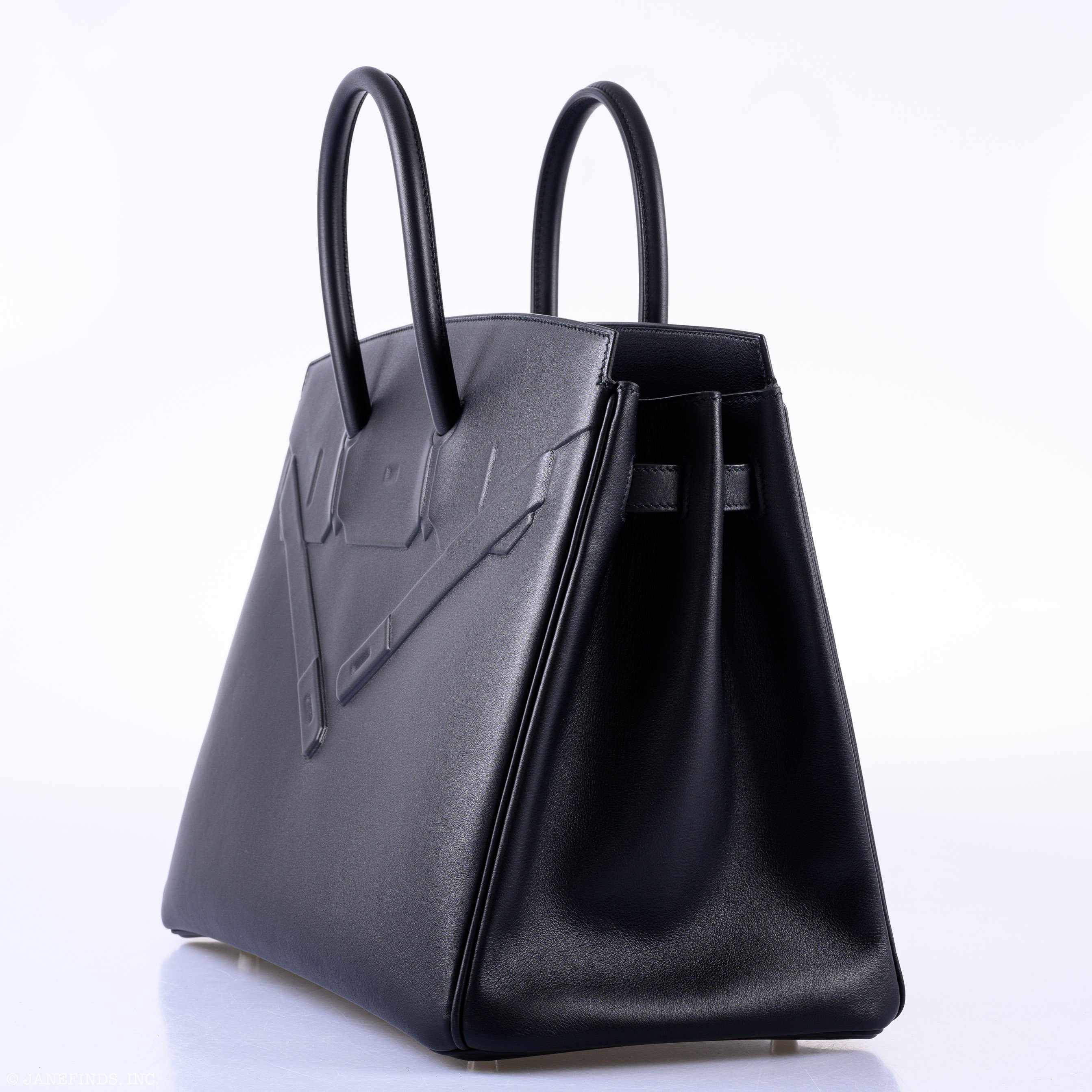 Hermès Shadow Birkin 35 Black Swift Palladium Hardware - 2020, Y