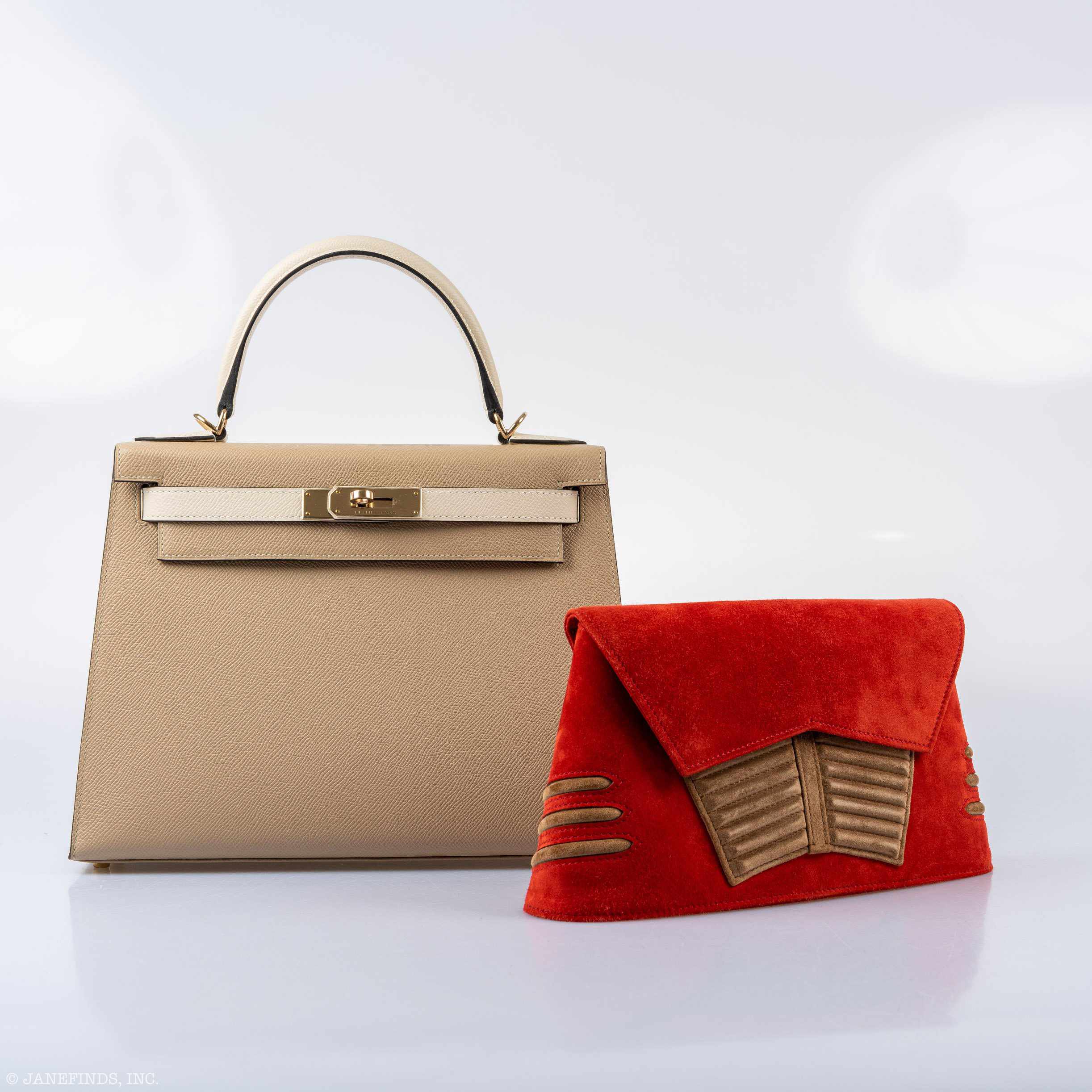 Hermès Shogun Brique & Noisette Doblis Suede “Sac Vader” Clutch
