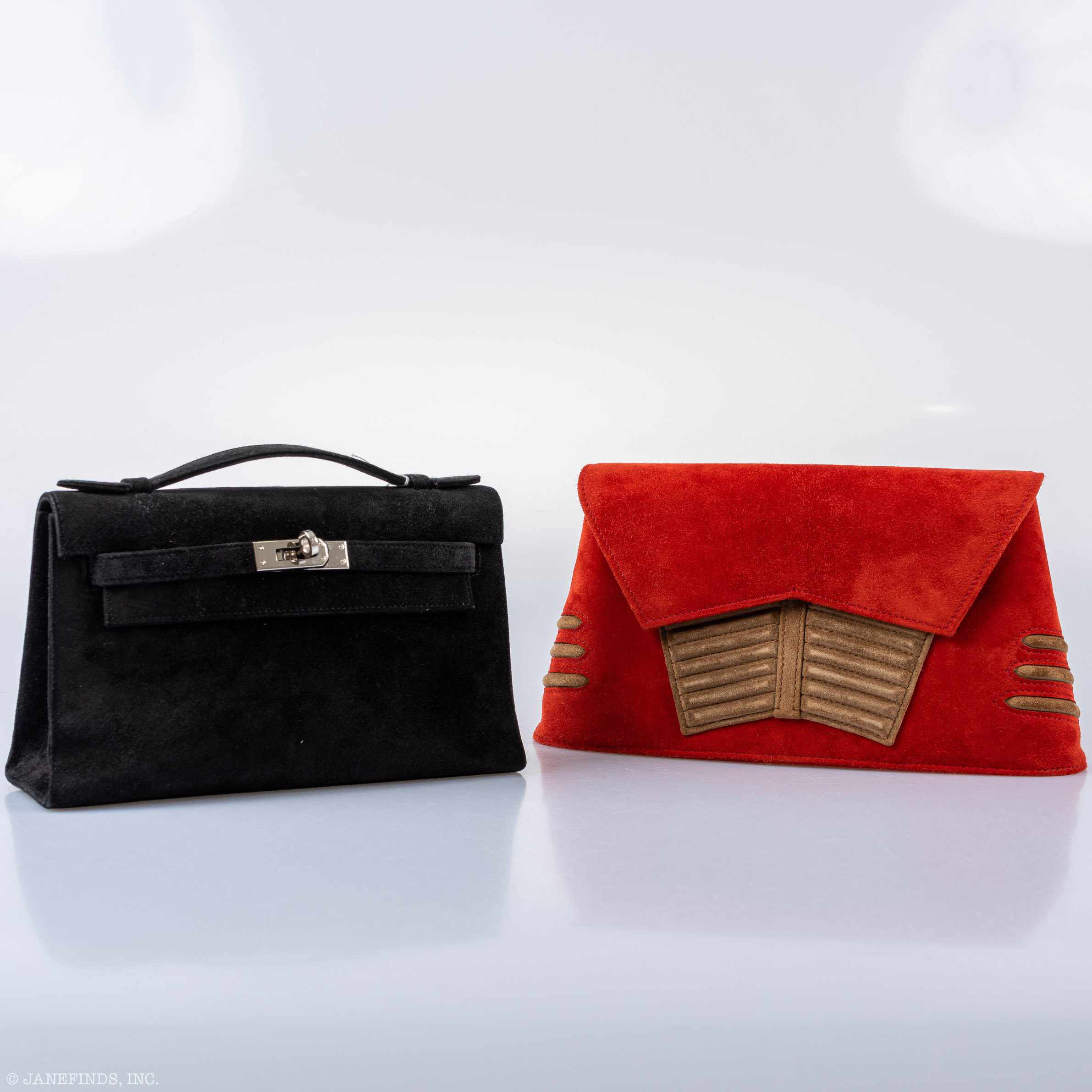 Hermès Shogun Brique & Noisette Doblis Suede “Sac Vader” Clutch