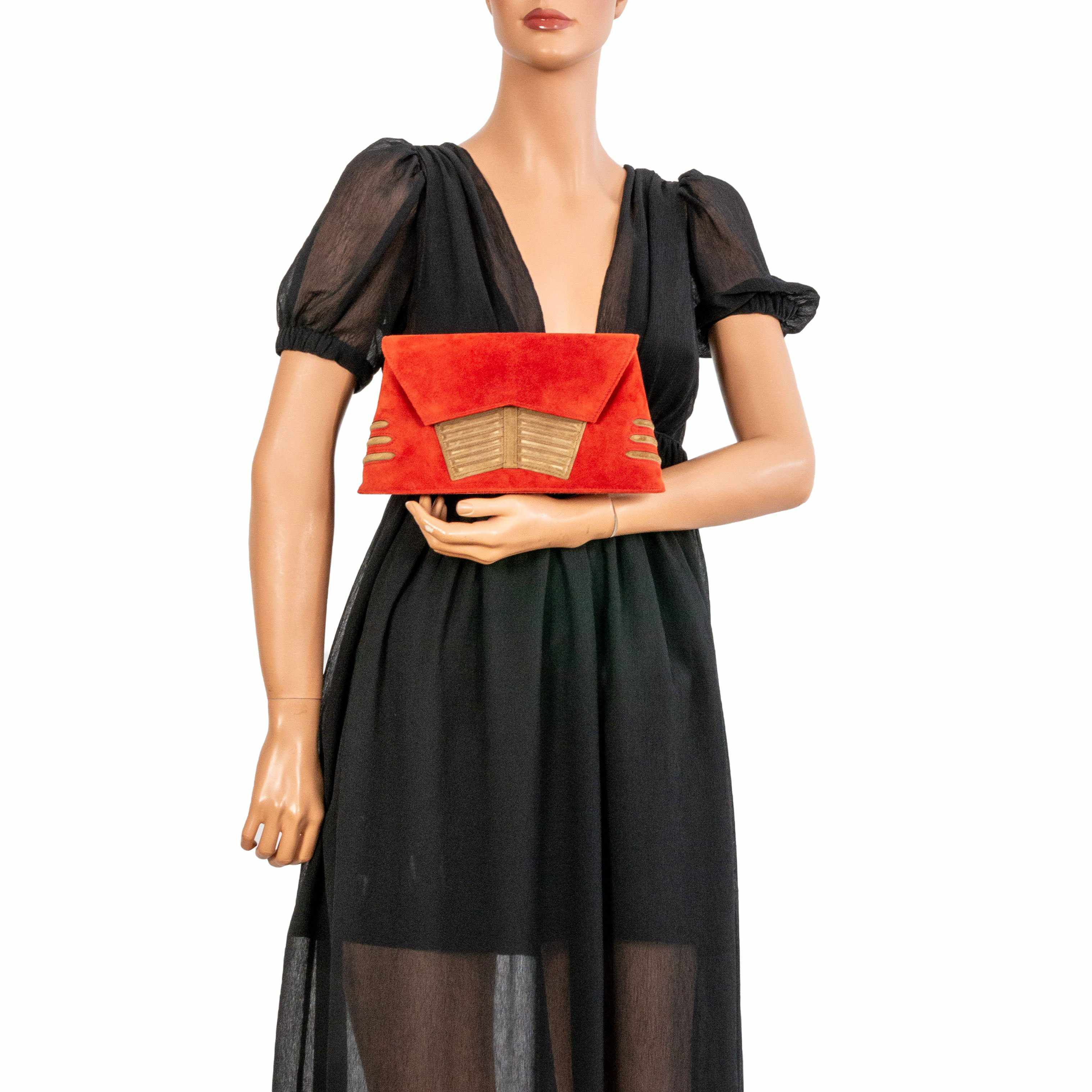 Hermès Shogun Brique & Noisette Doblis Suede “Sac Vader” Clutch