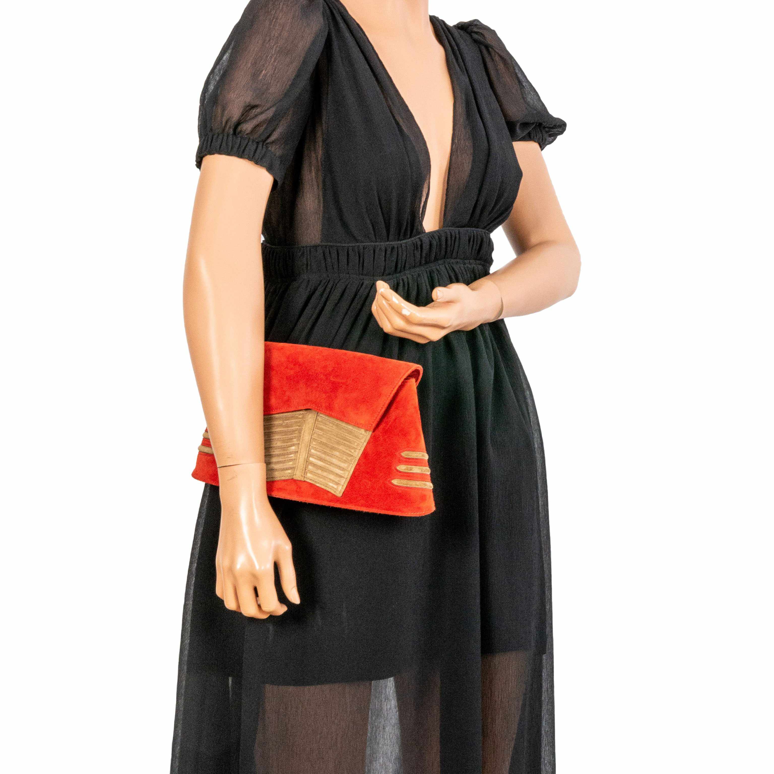 Hermès Shogun Brique & Noisette Doblis Suede “Sac Vader” Clutch