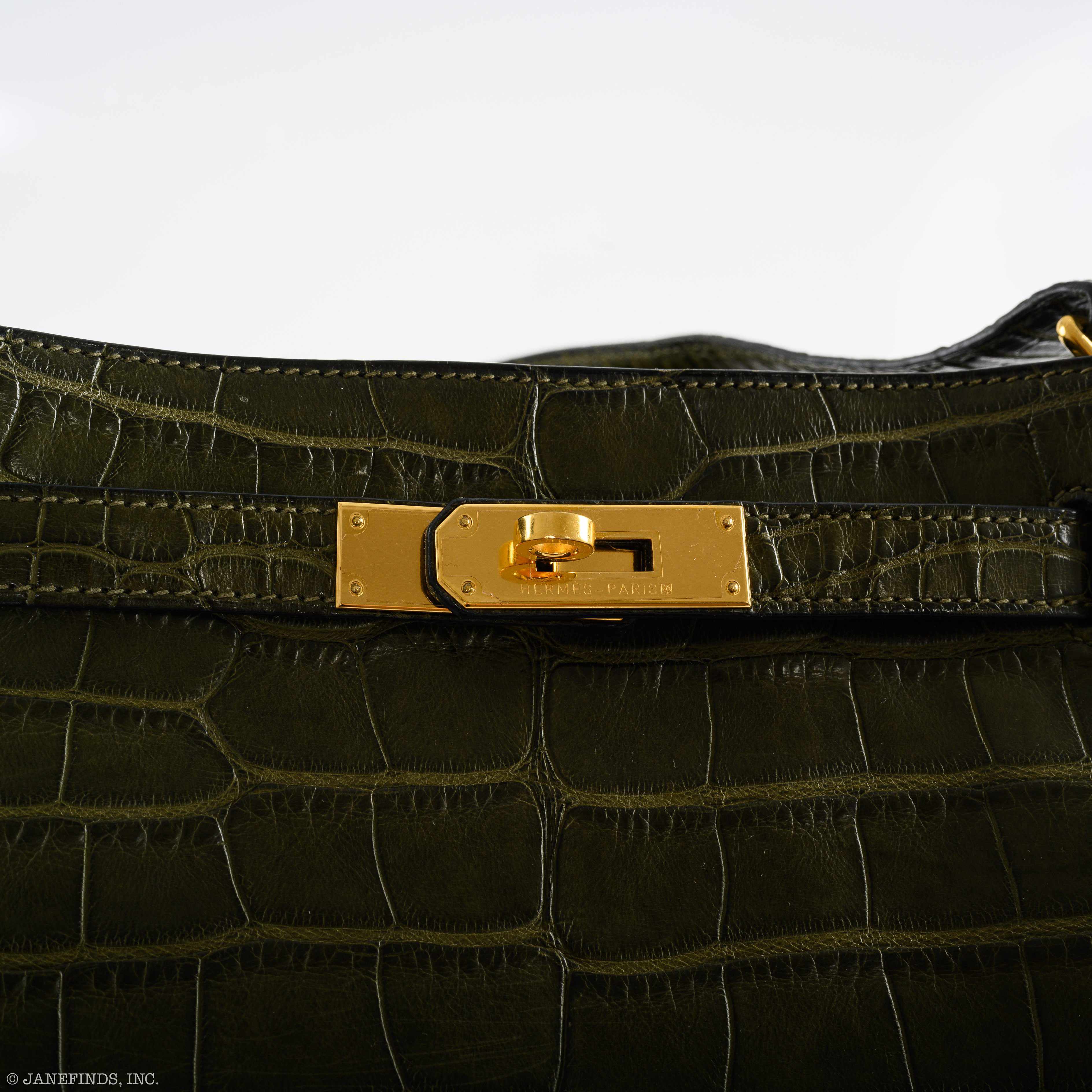 Hermès So Kelly 22 Matte Vert Veronese Alligator Gold Hardware - 2012, P Square