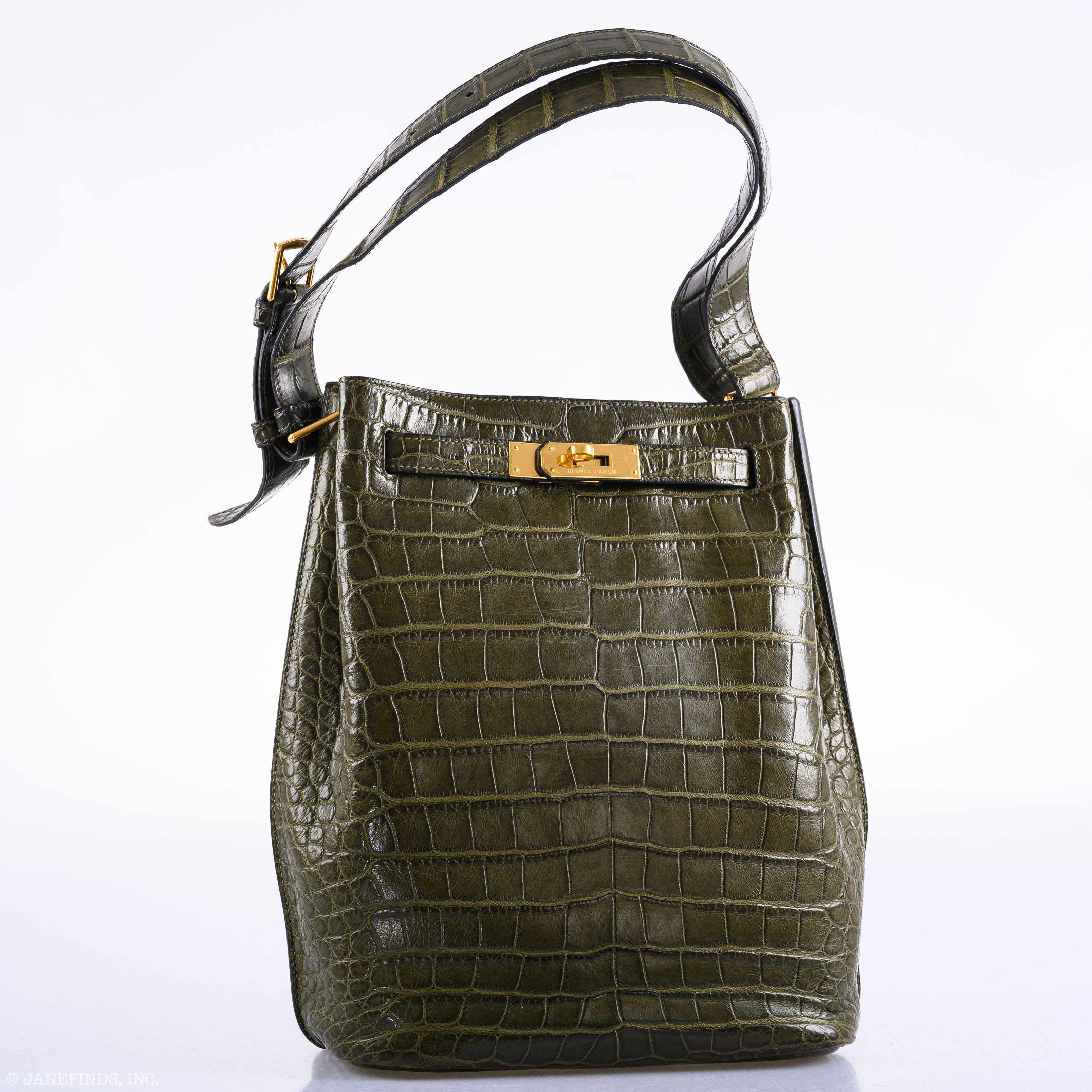 Hermès So Kelly 22 Matte Vert Veronese Alligator Gold Hardware