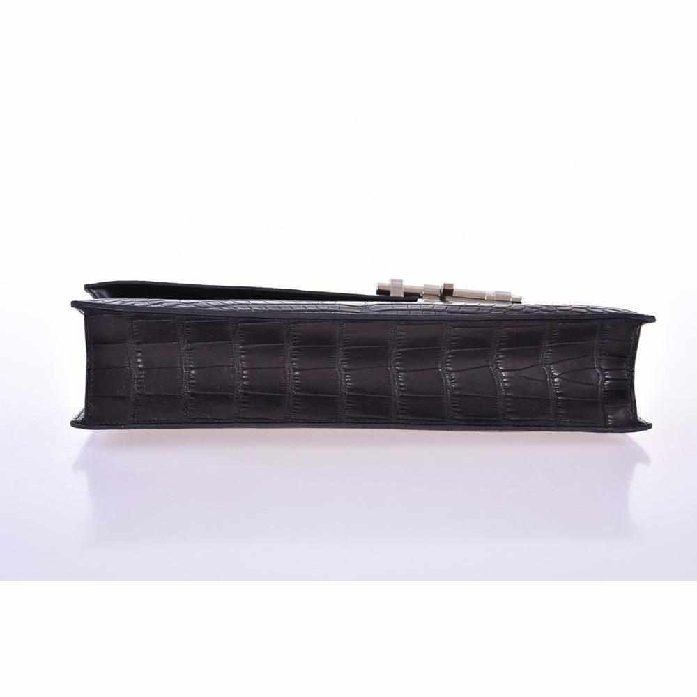 Hermès Verrou Alligator Elan Clutch Black Matte Palladium Hardware